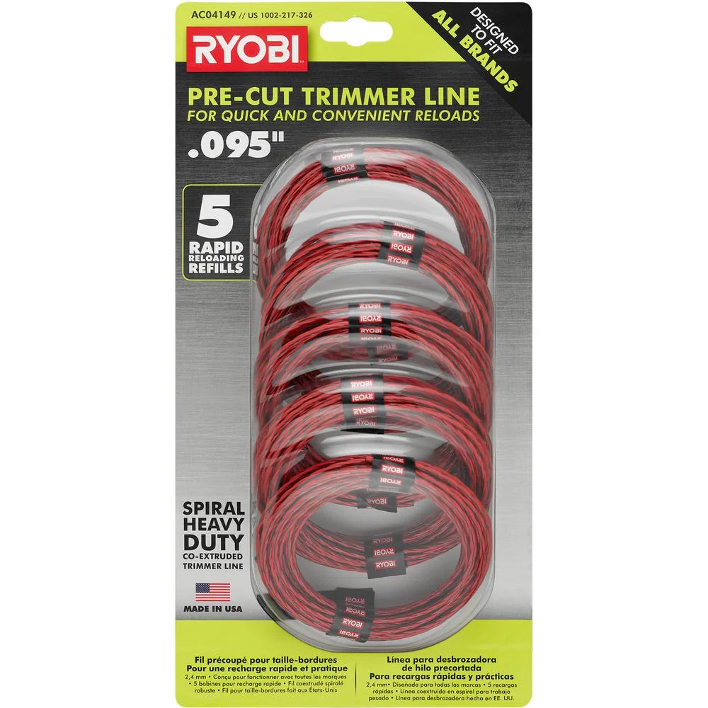 RYOBI 0.095 in. x 16 ft. Pre-Cut Spiral Line (5-Pack)