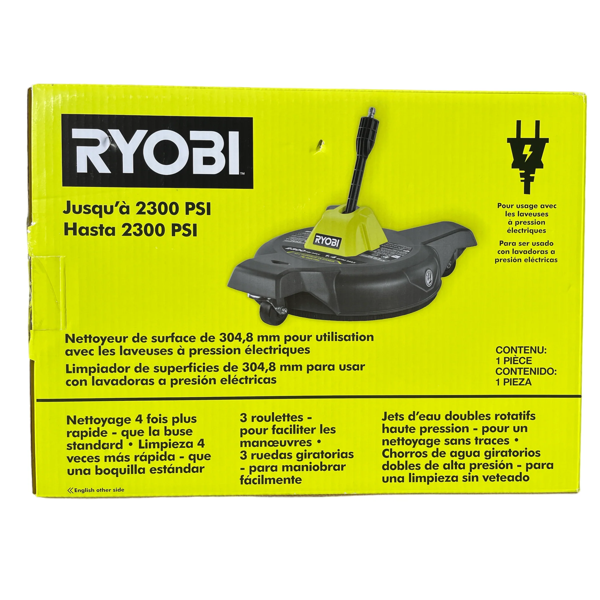 12 in. 3100 PSI Electric Pressure Washer Surface Cleaner with Casters - Image 3