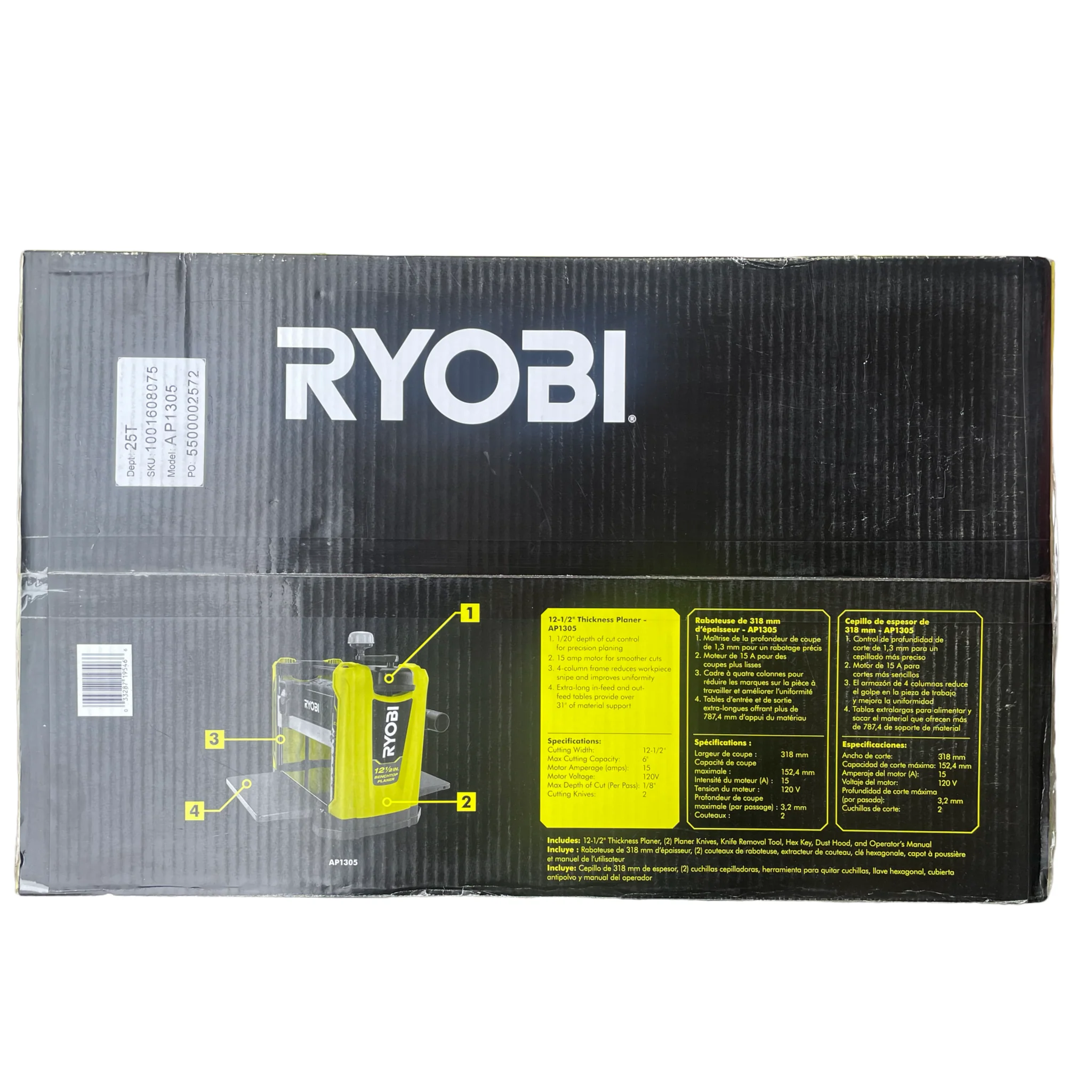 15 Amp 12-1/2 in. Corded Thickness Planer with Planer Knives, Knife Removal Tool, Hex Key and Dust Hood - Image 3