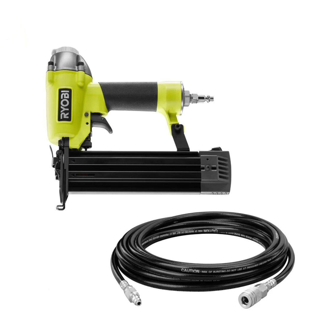 18-Gauge 5/8 in. x 2 in. Pneumatic Brad Nailer with 15 ft hose - Factory Reconditioned