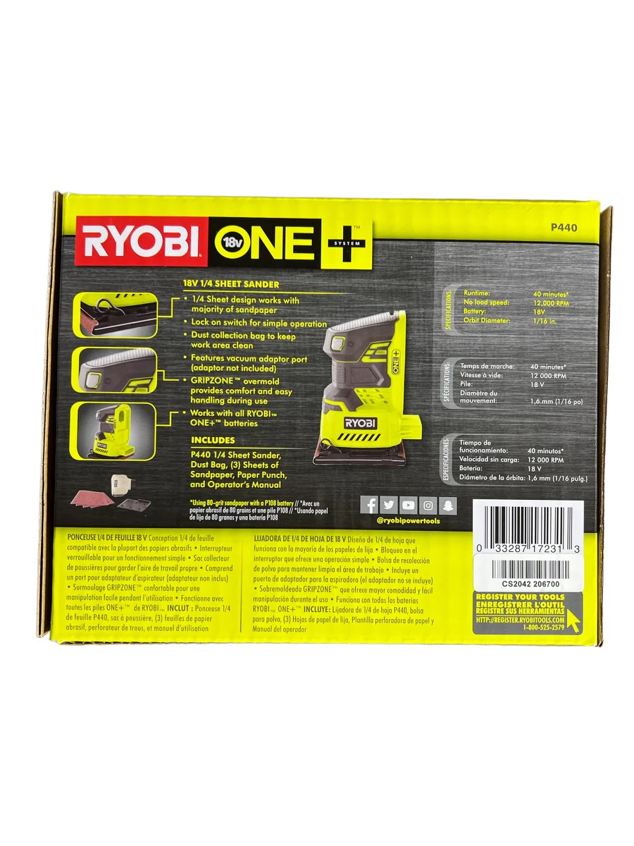 18-Volt Cordless ONE+ 1/4 Sheet Sander - Image 5