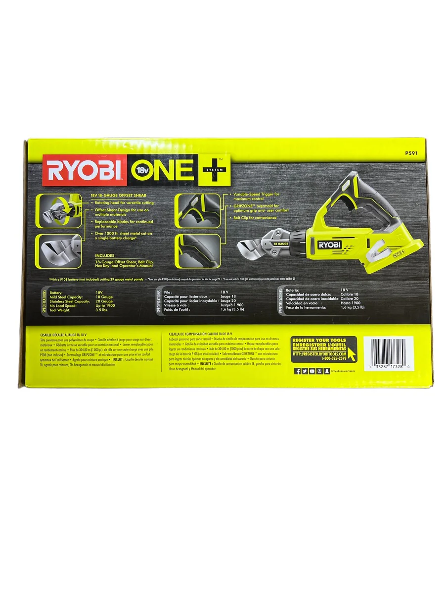 18-Volt ONE+ 18-Gauge Offset Shear (Tool Only) - Image 5