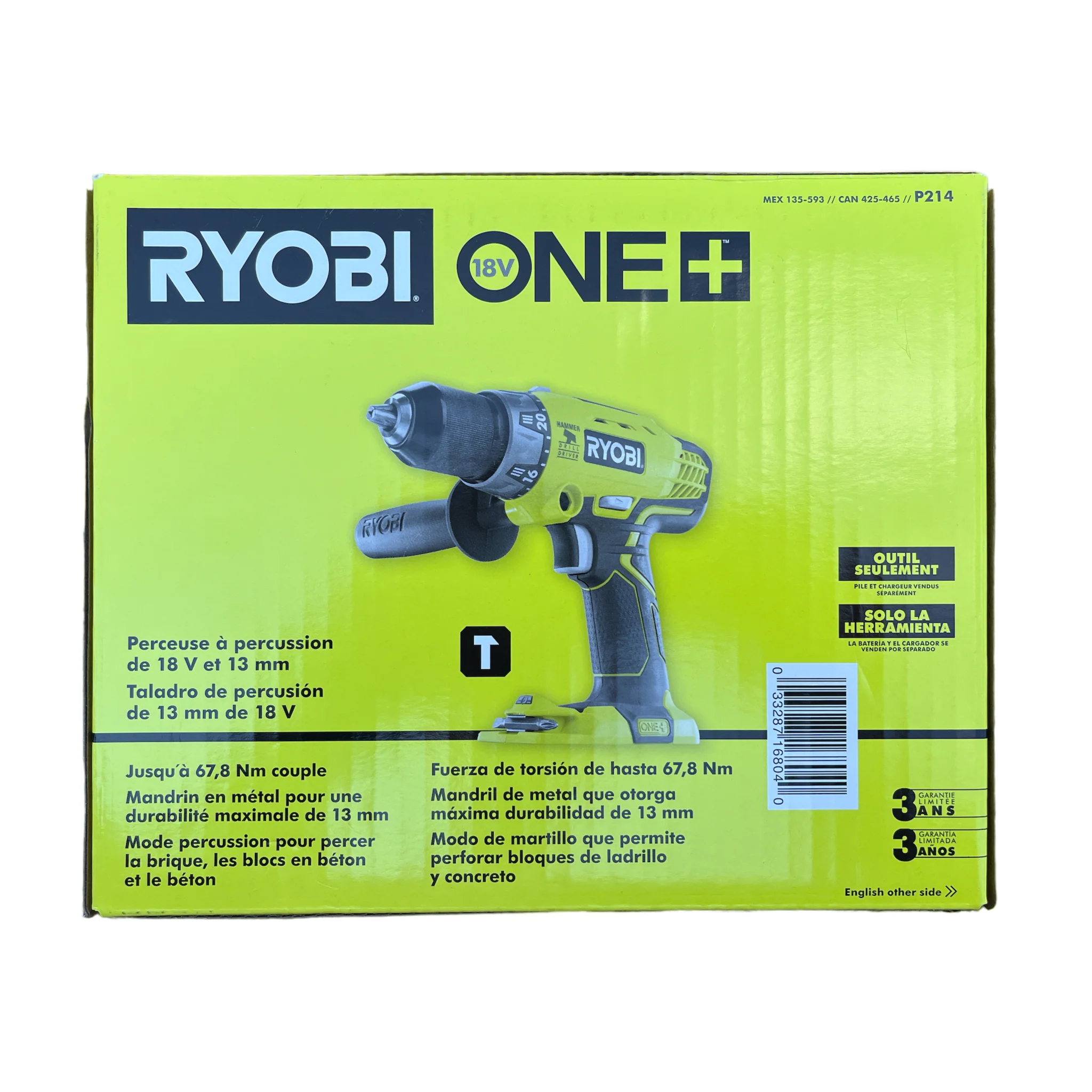 18-Volt ONE+ Cordless 1/2 in. Hammer Drill/Driver (Tool Only) with Handle - Image 5