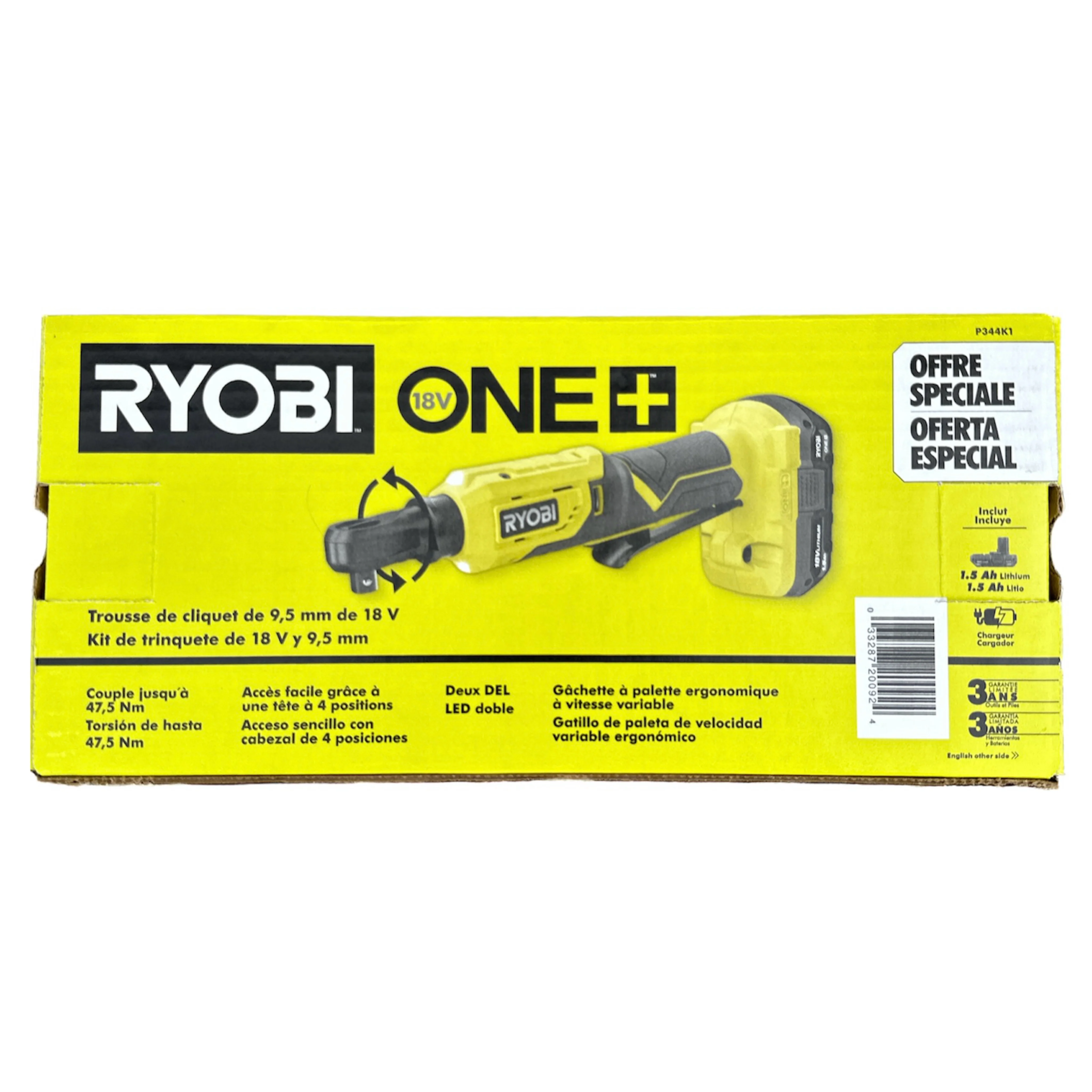 18-Volt ONE+ Cordless 3/8 in. 4-Position Ratchet w/ Battery & Charger - Image 4
