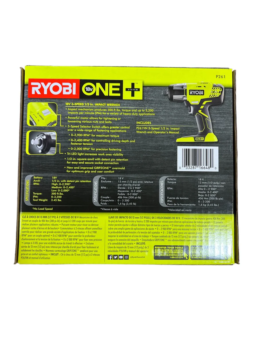 18-Volt ONE+ Cordless 3-Speed 1/2 in. Impact Wrench (Tool-Only) - Image 2