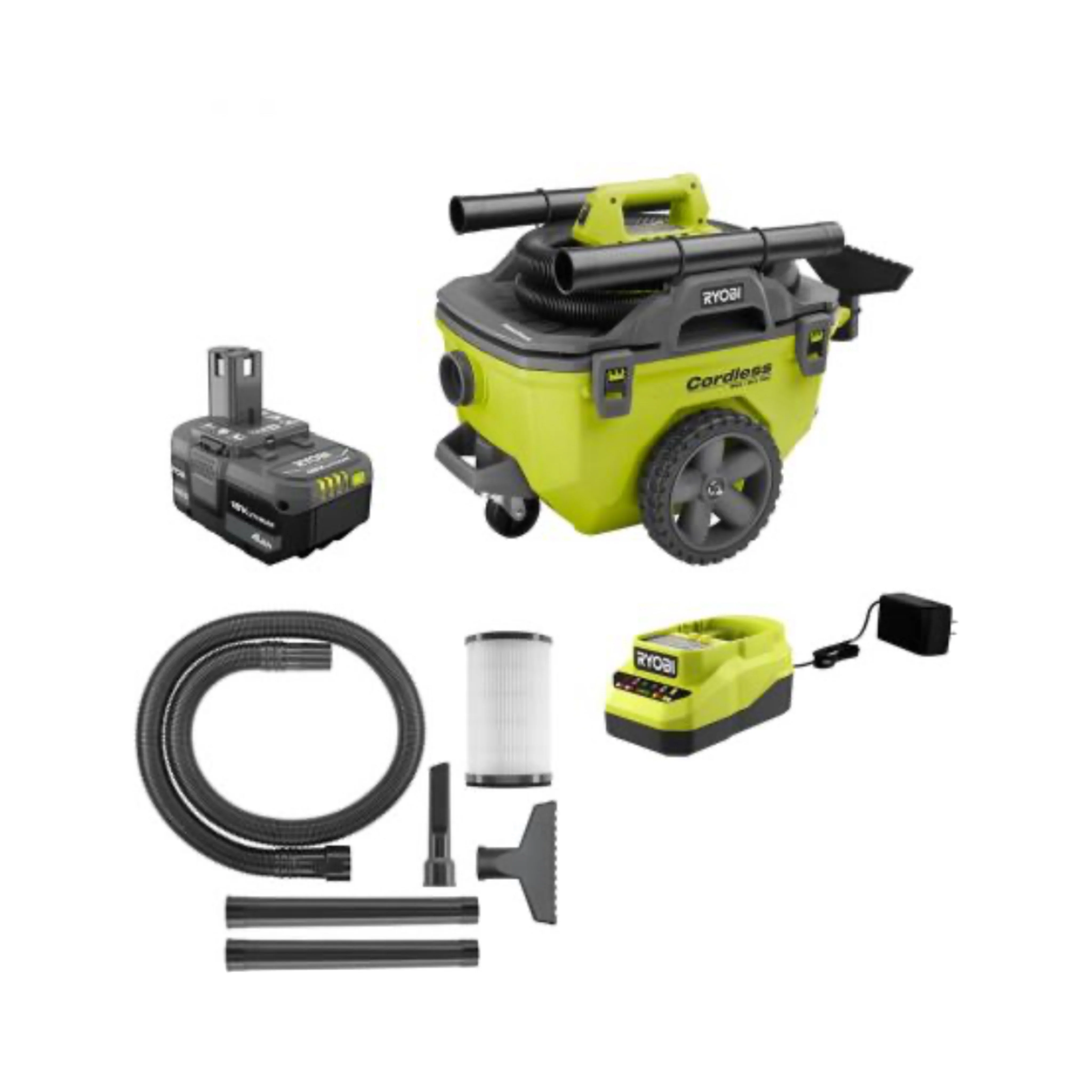 18-Volt ONE+ Cordless 6-Gallon Wet/Dry Vacuum Kit with 4.0 Ah Battery and Charger