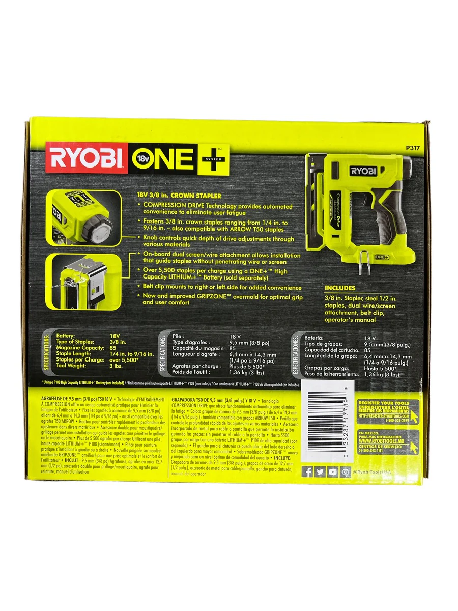 18-Volt ONE+ Cordless Compression Drive 3/8 in. Crown Stapler (Tool Only) - Image 6