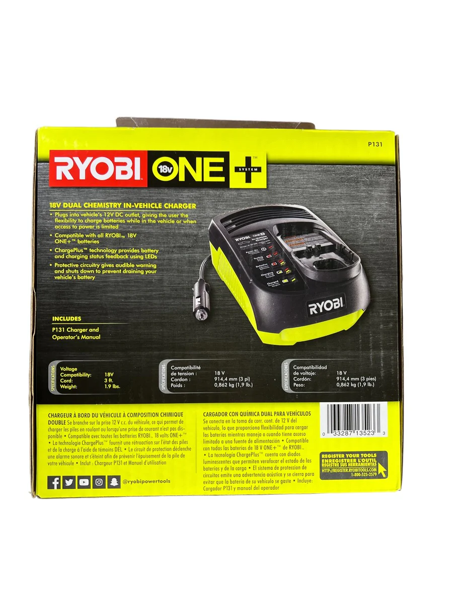 18-Volt ONE+ In-Vehicle Dual Chemistry Charger for use with 12V DC Outlet - Image 2