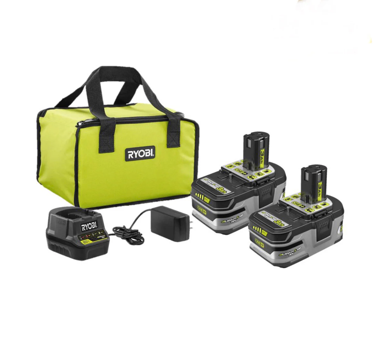 18-Volt ONE+ LITHIUM+ HP 3.0 Ah Battery (2-Pack) Starter Kit with Charger and Bag