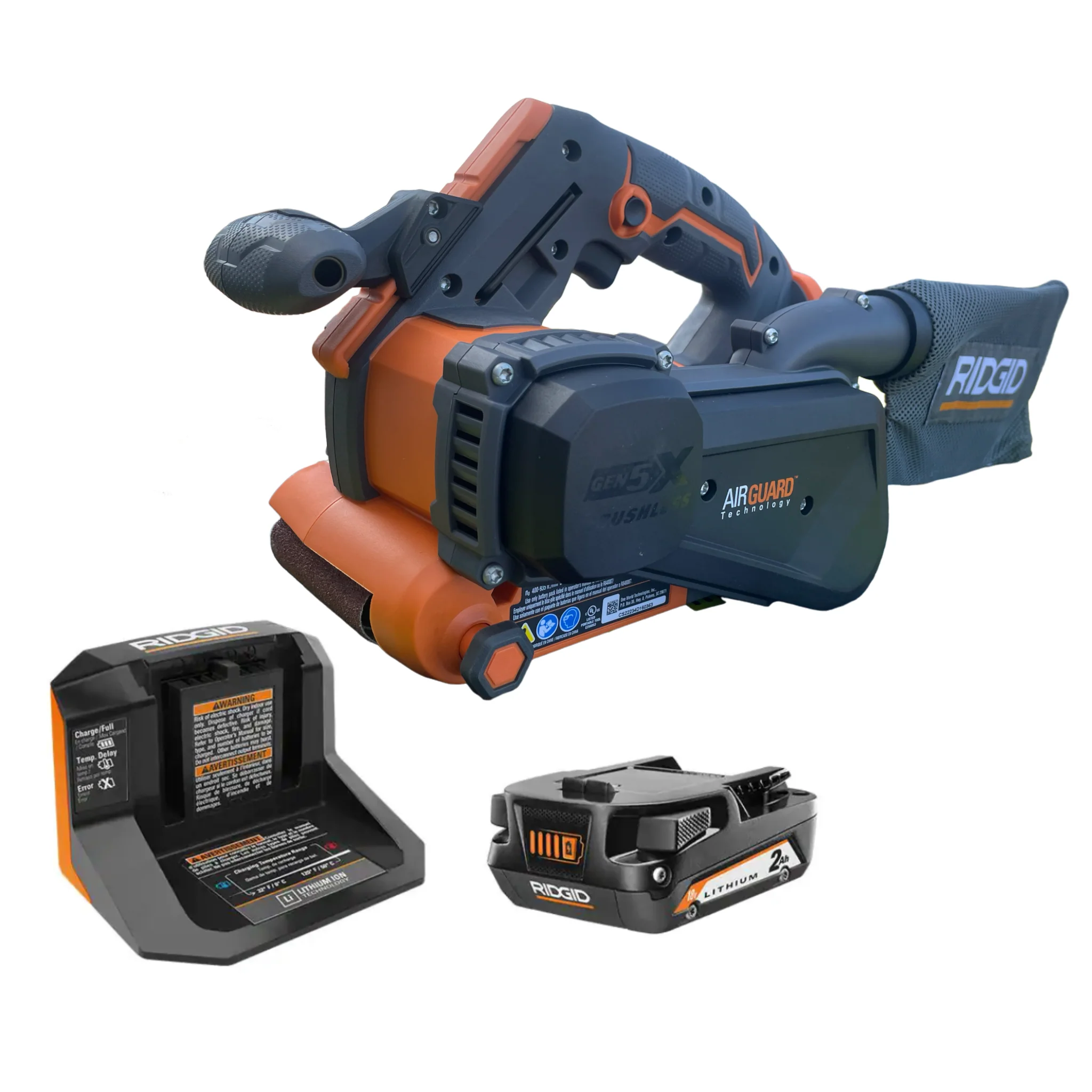 RIDGID 18-Volt Brushless Cordless 3 in. x 18 in. Belt Sander Kit with (1) 2.0 Ah Battery and Charger - Image 7