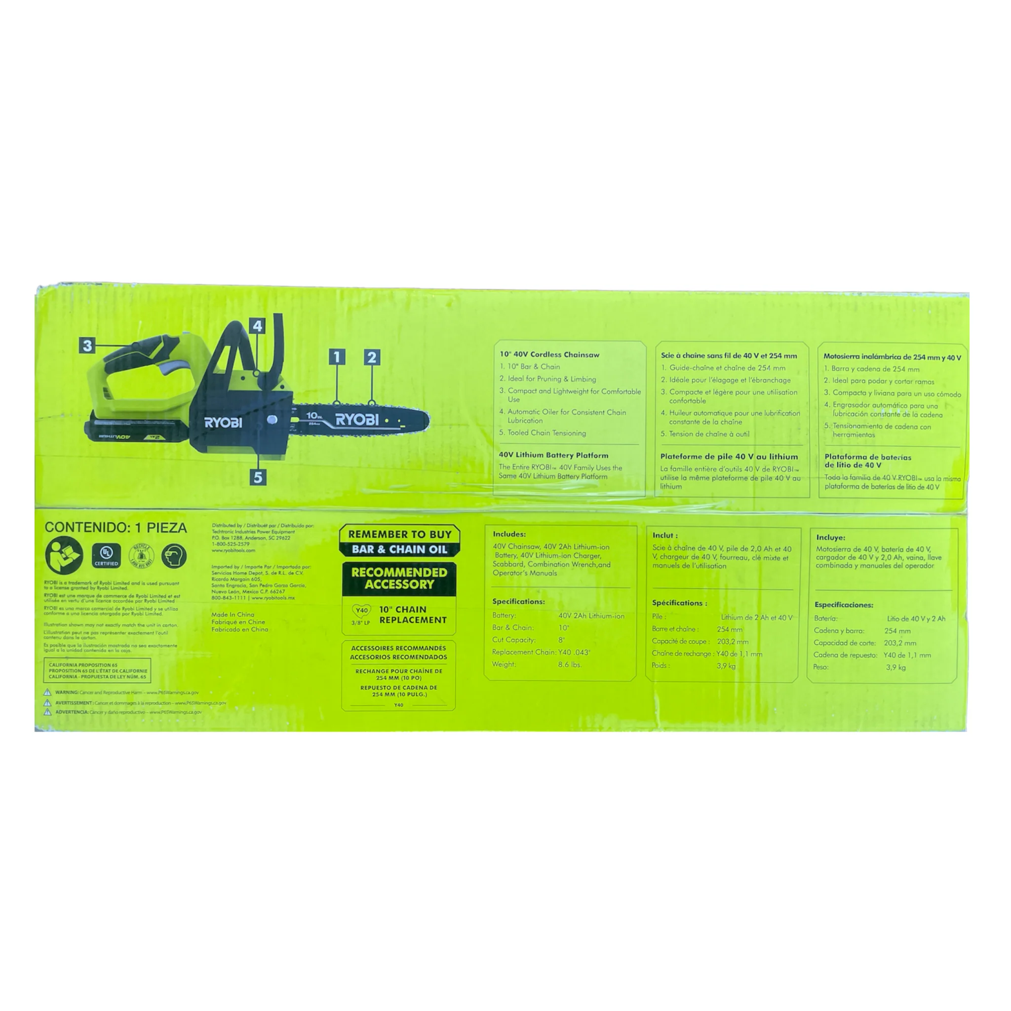 40-Volt 10 in. Cordless Battery Chainsaw with 2.0 Ah Battery and Charger - Image 3