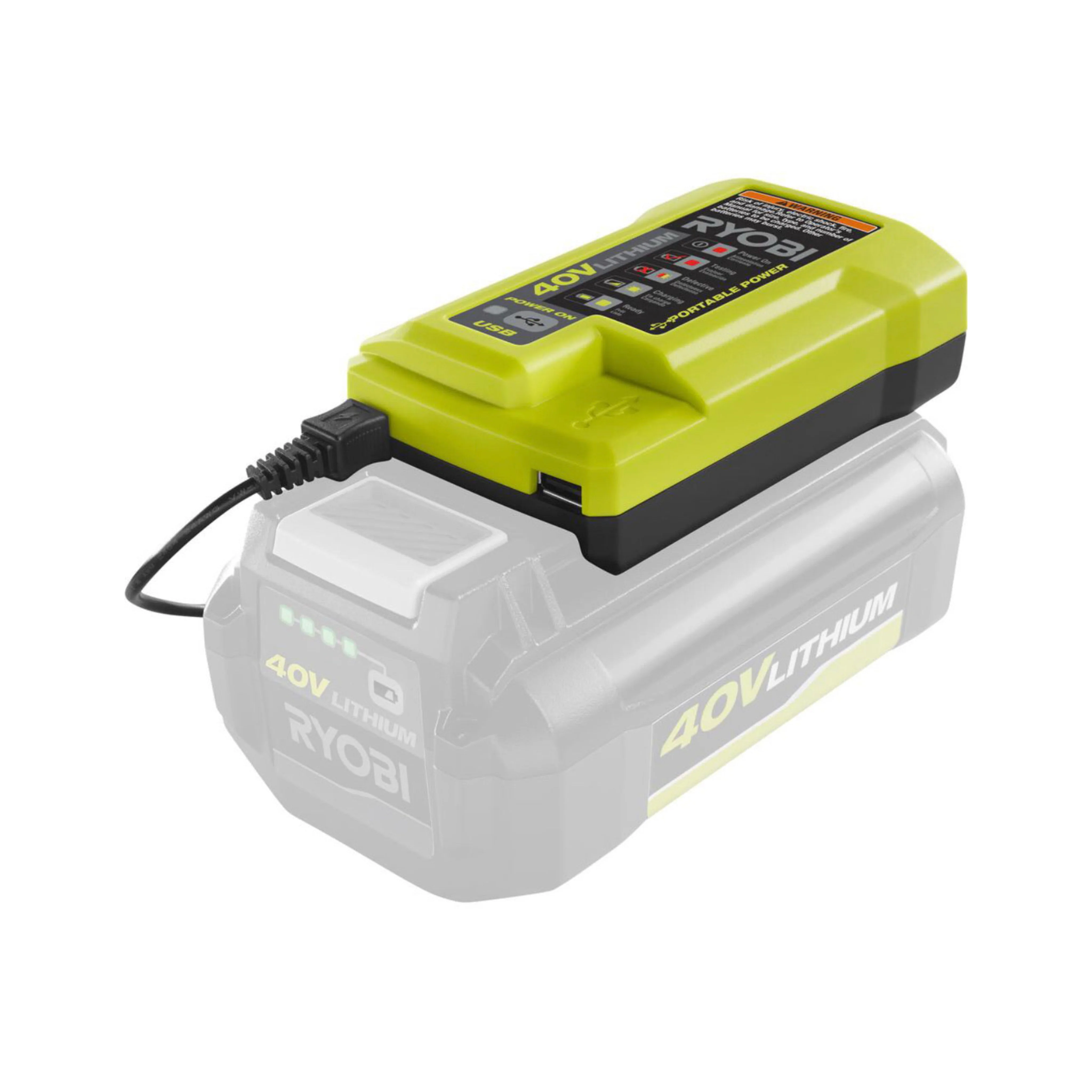 RYOBI 40-Volt Lithium Charger with USB - Image 3