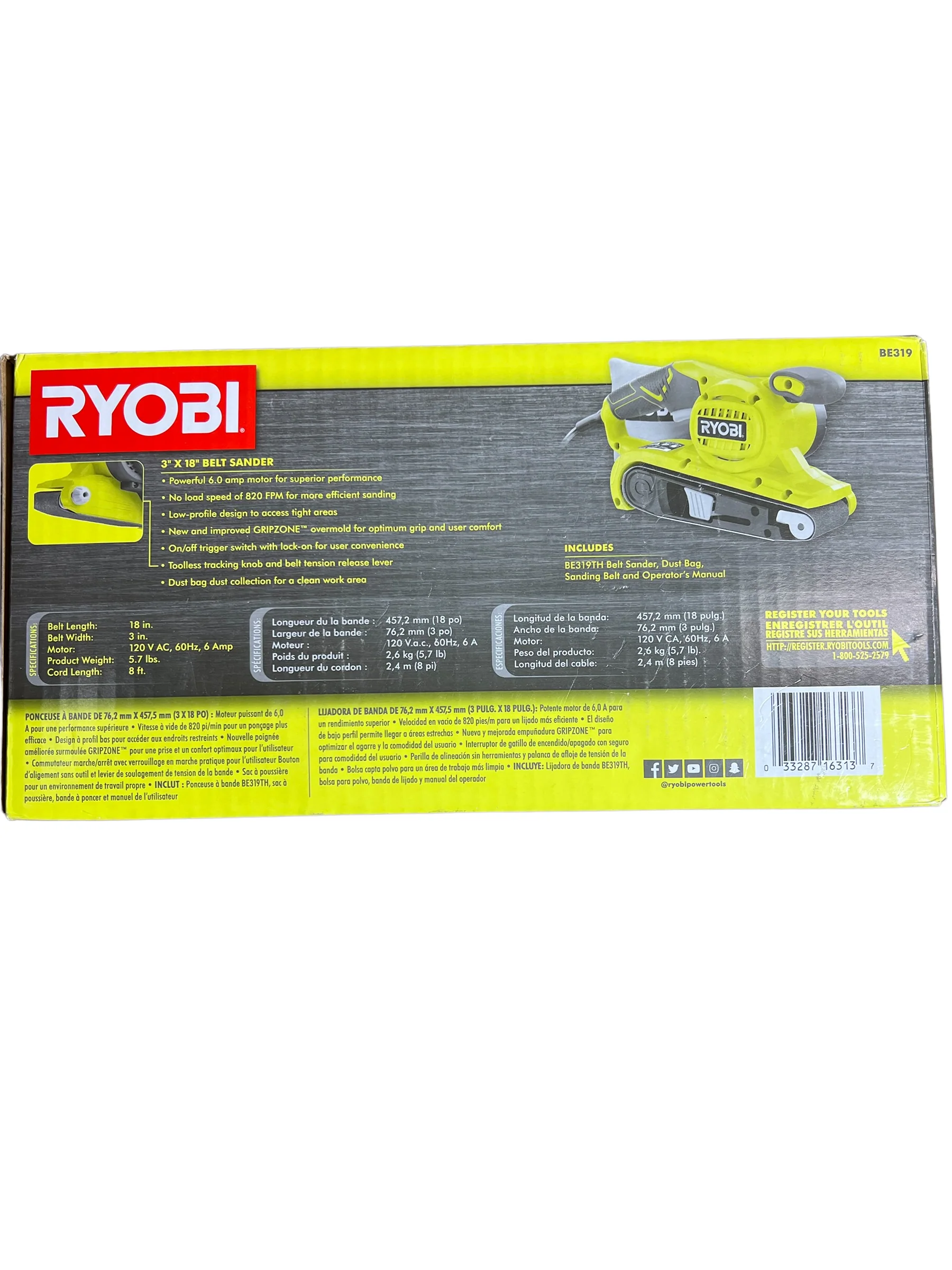 6 Amp Corded 3 in. x 18 in. Portable Belt Sander - Image 6