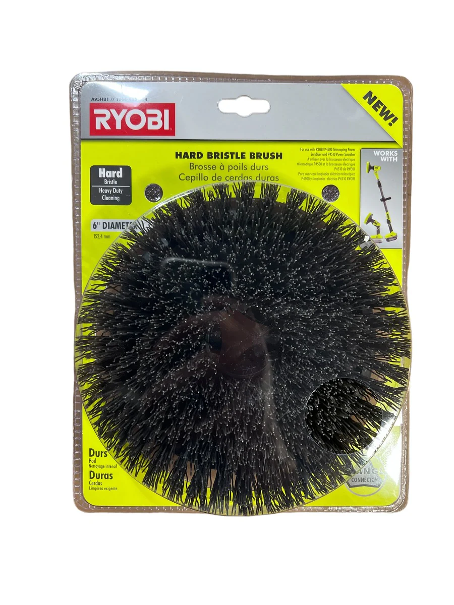 6 in. Hard Bristle Brush Accessory for RYOBI P4500 and P4510 Scrubber Tools