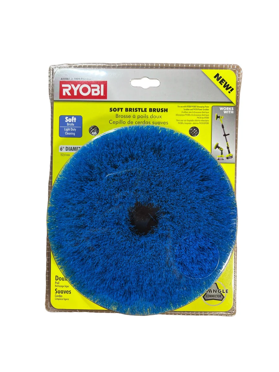 6 in. Soft Bristle Brush Accessory for RYOBI P4500 and P4510 Scrubber Tools