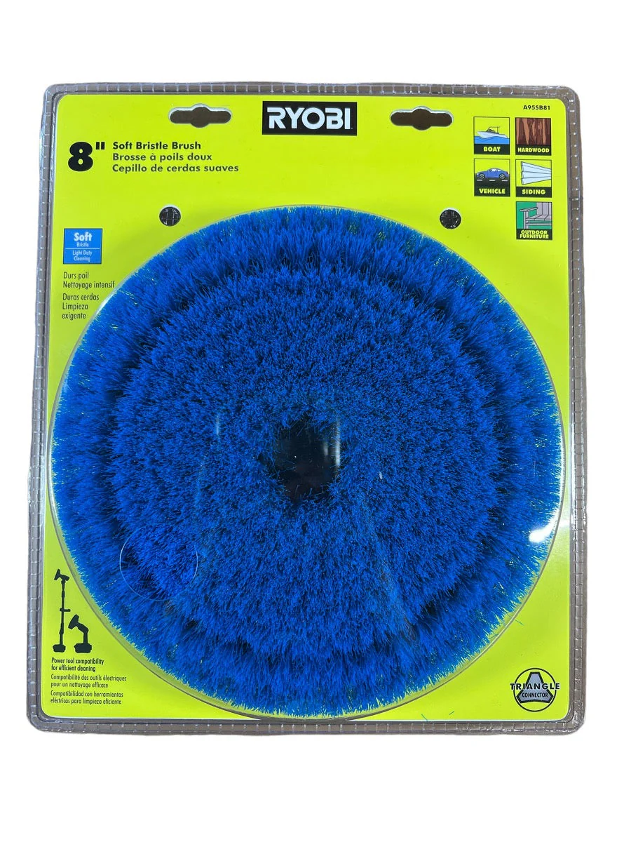 8 in. Soft Bristle Brush Accessory for RYOBI P4500 and P4510 Scrubber Tools