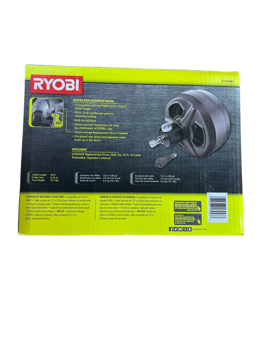 50 ft. Auger Replacement Drum for RYOBI Hybrid Drain Auger P4003 - Image 2