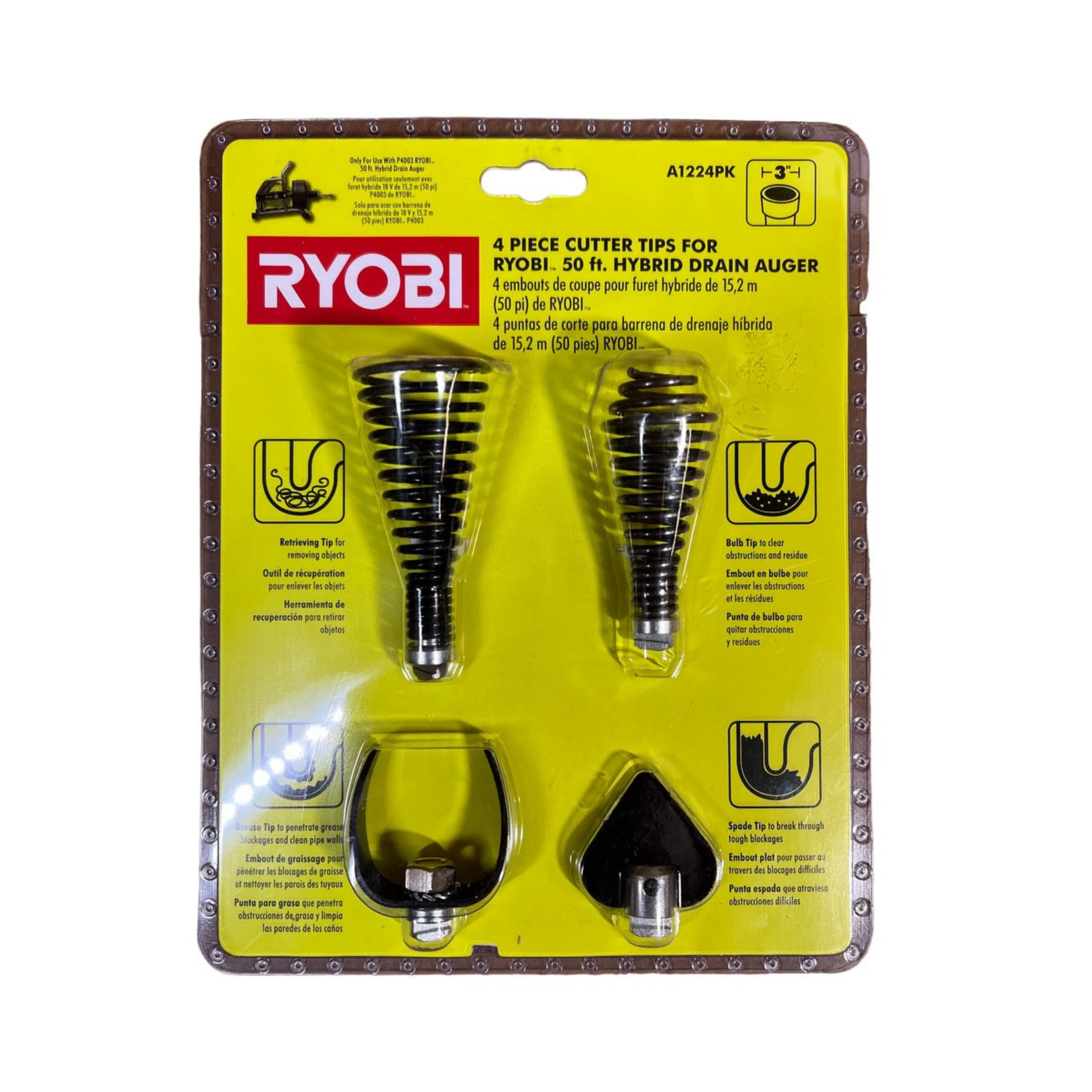 RYOBI Cutter Tips for Drain Auger P4003 (4-Piece) - Image 3