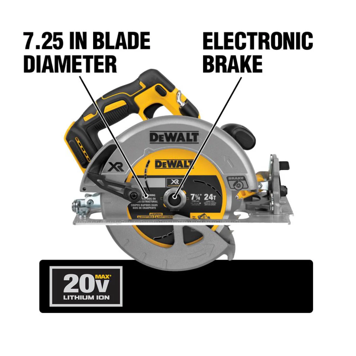 DEWALT 20-Volt MAX Lithium-Ion Cordless Brushless 7-1/4 in. Circular Saw with Brake (Tool-Only) - Image 2