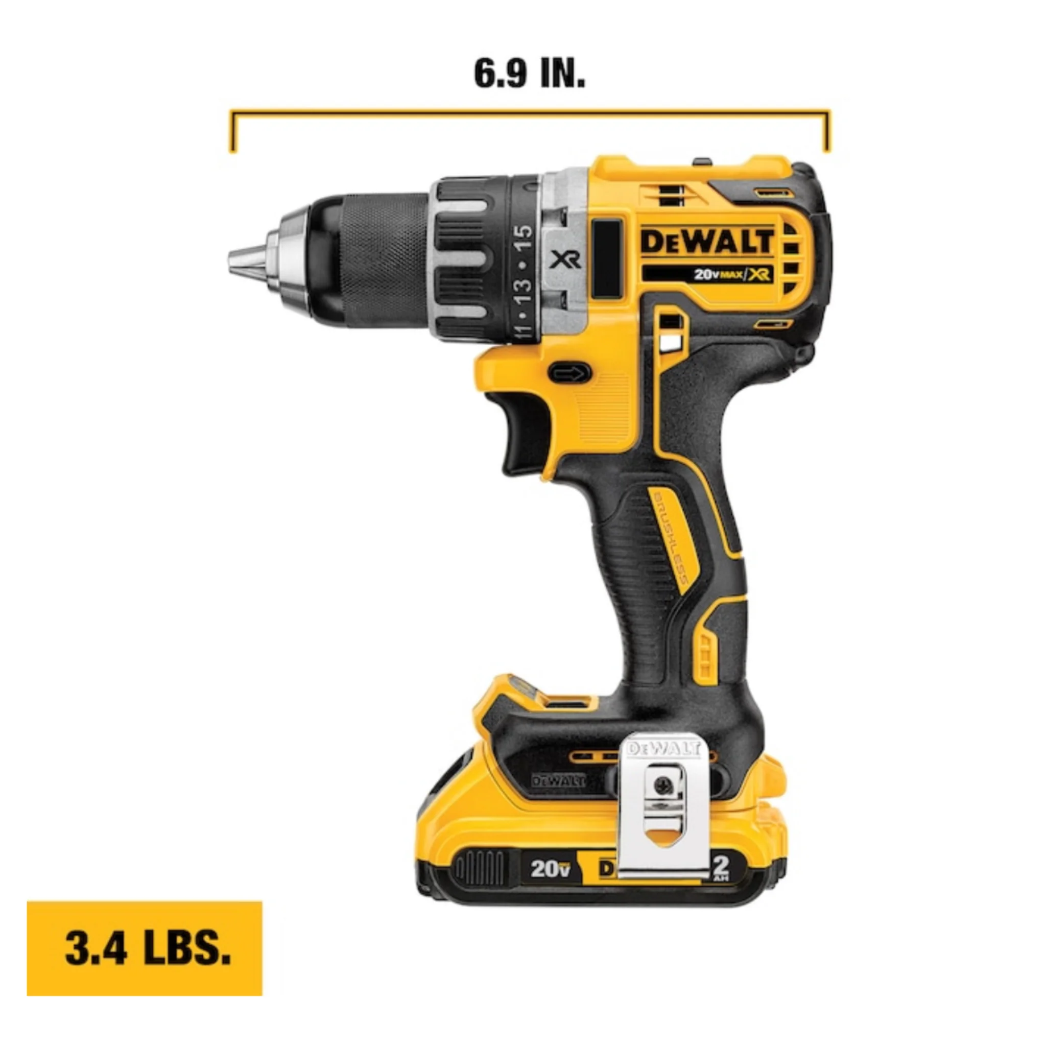 DEWALT XR 20-volt 1/2-in Brushless Cordless Drill (2 Li-ion Batteries Included and Charger Included) - Image 6