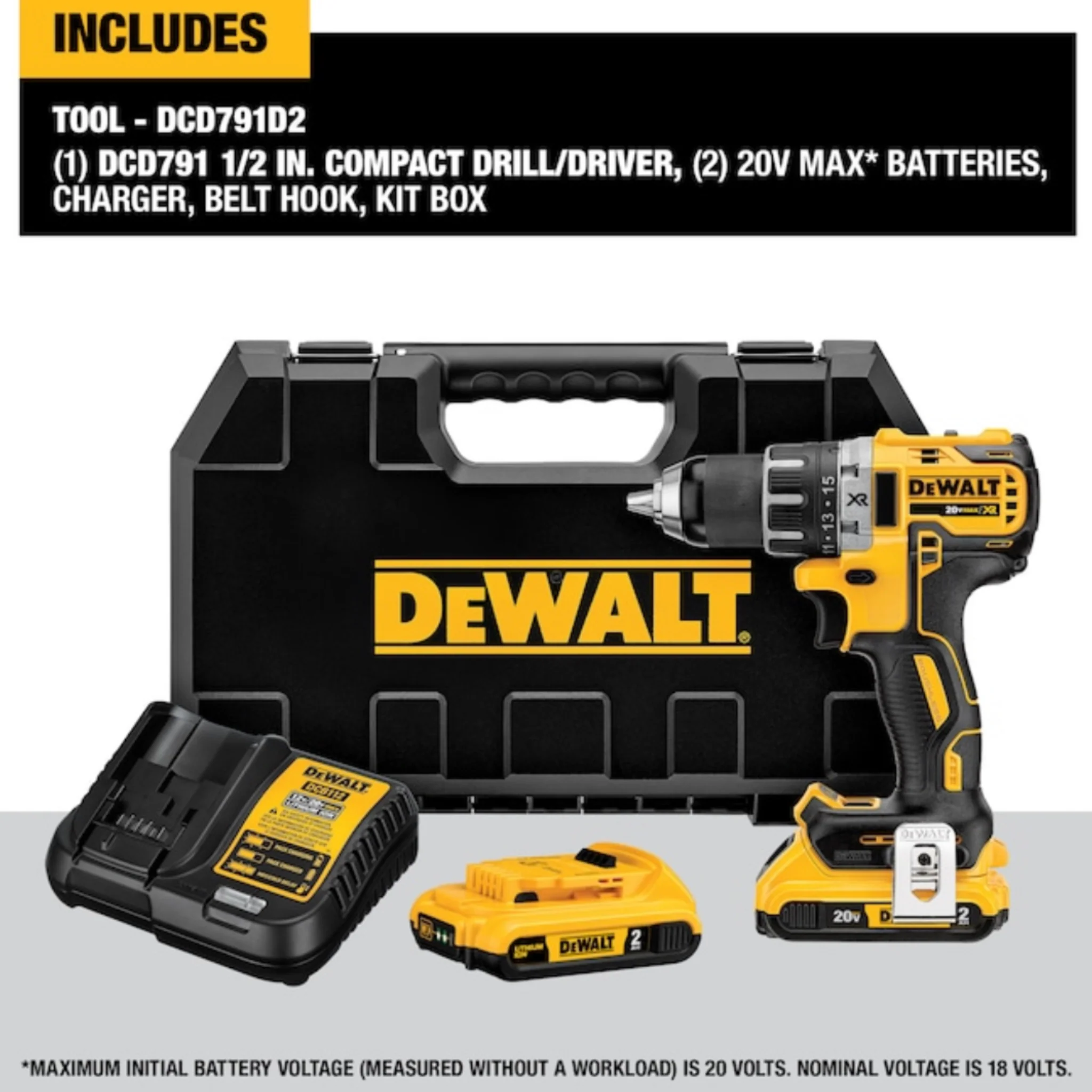 DEWALT XR 20-volt 1/2-in Brushless Cordless Drill (2 Li-ion Batteries Included and Charger Included) - Image 7