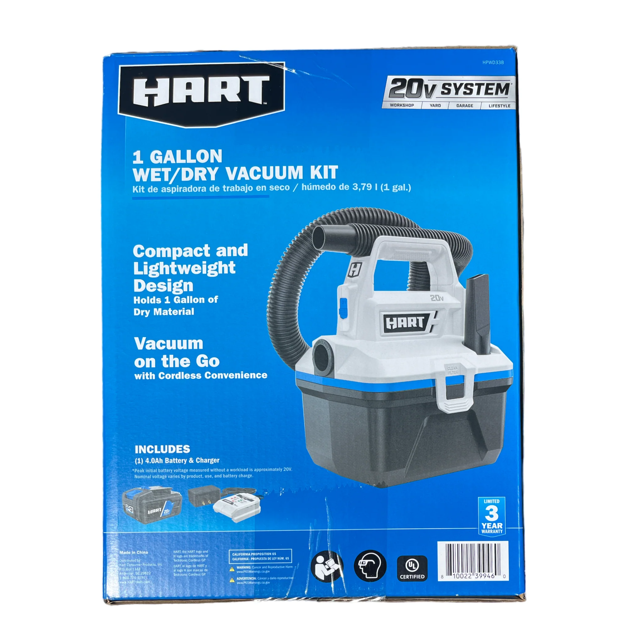HART 20-Volt Cordless 1-Gallon Wet/Dry Vacuum Kit with 4.0 Ah Battery - Image 2