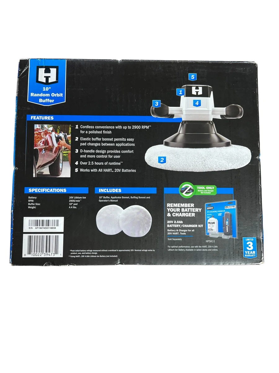 HART 20-Volt Cordless 10-inch Random Orbit Buffer (Tool Only) - Image 9