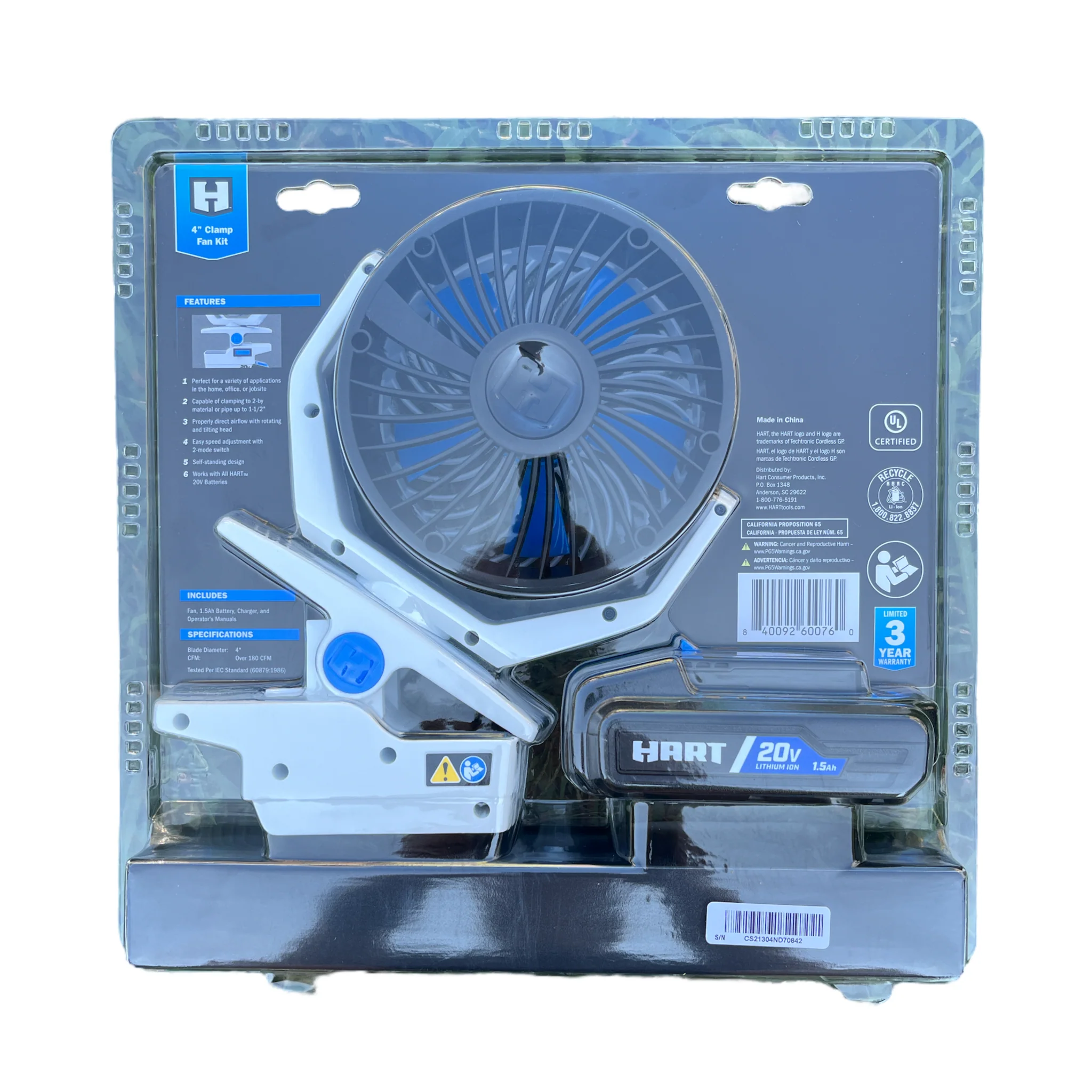 HART 20-Volt Cordless 4 in. Clamp Fan Kit - Image 2