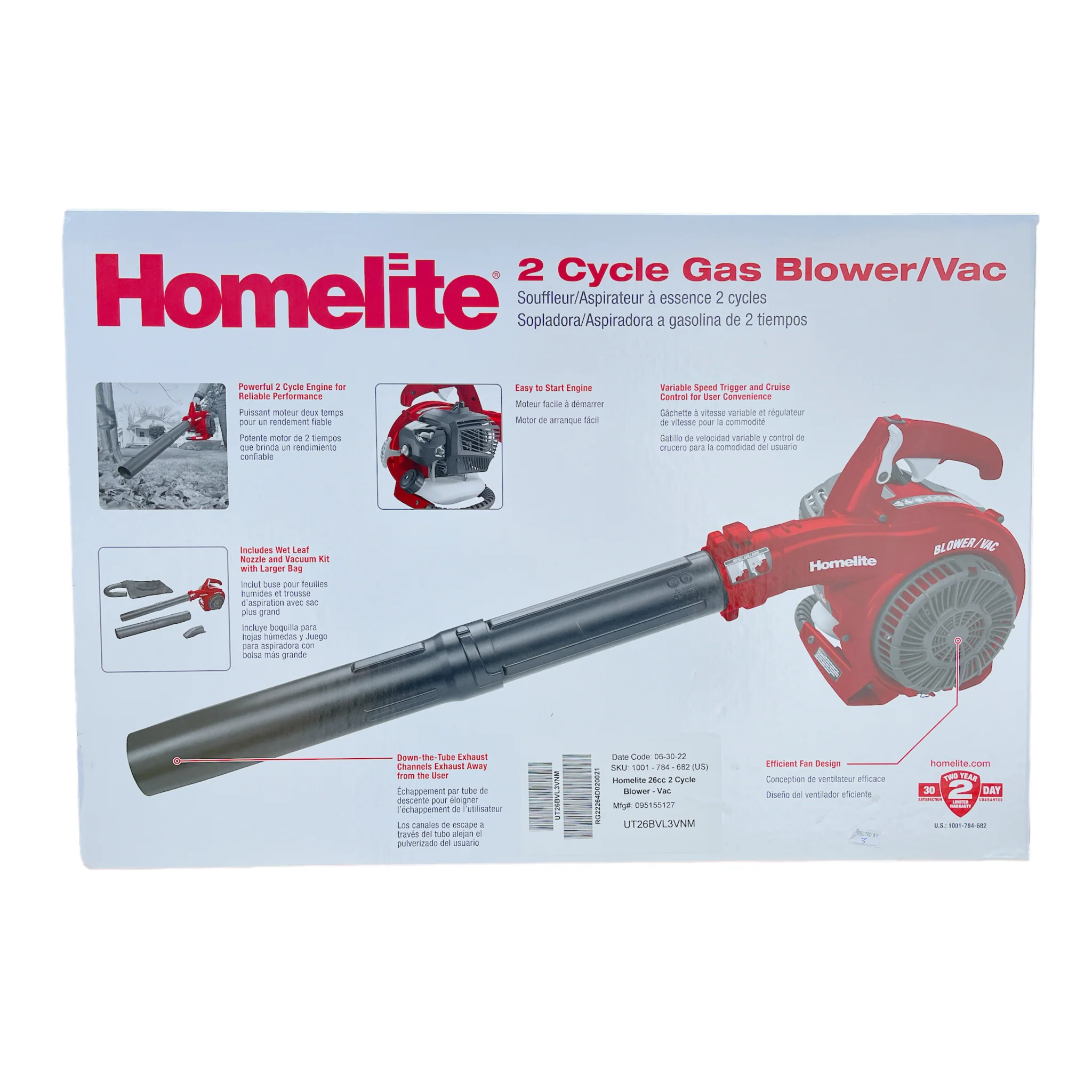 HOMELITE 150 MPH 400 CFM 26cc Gas Handheld Blower Vacuum - Image 2