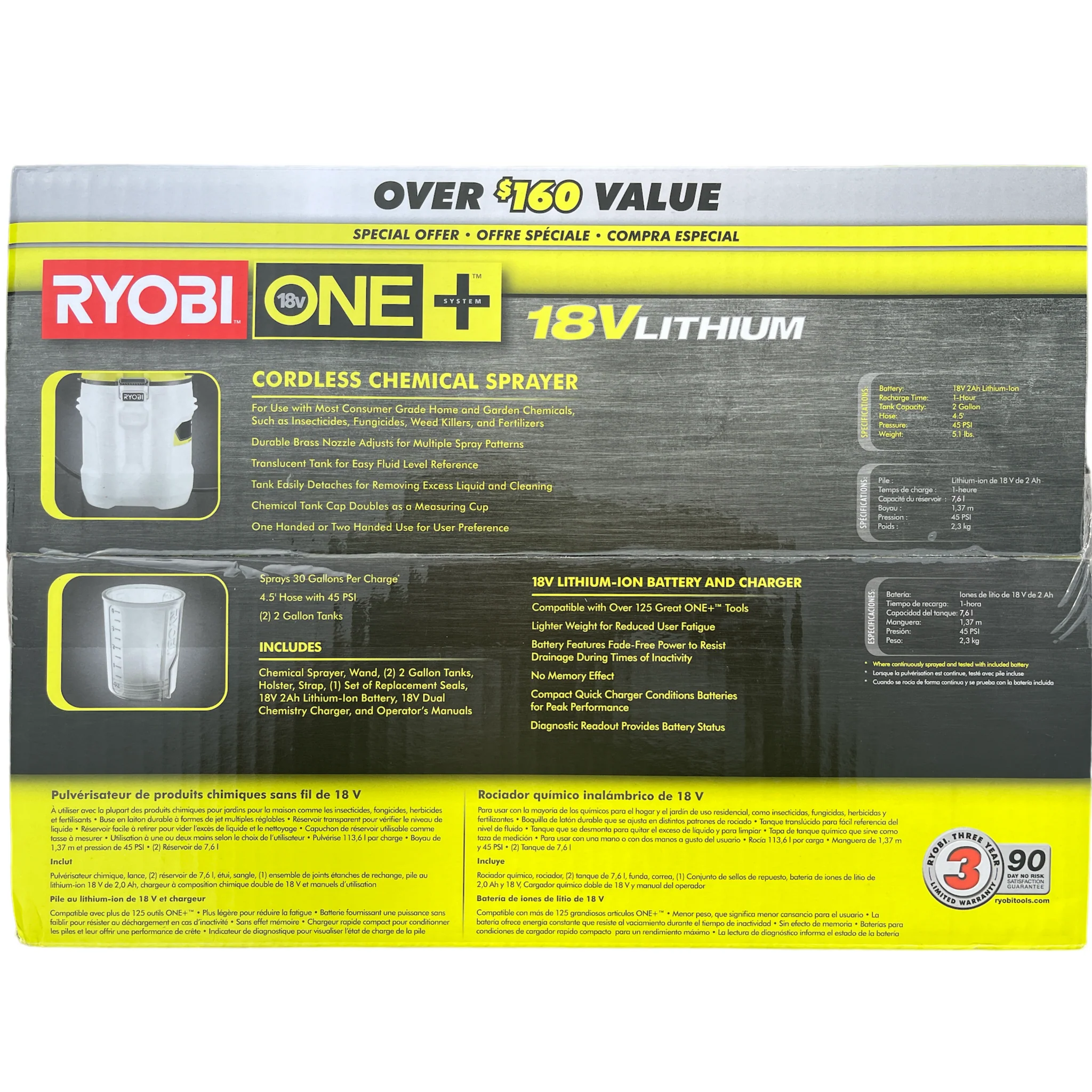 ONE+ 18-Volt Cordless 2 Gal. Chemical Sprayer, Holster, Extra Tank and Battery and Charger - Image 2
