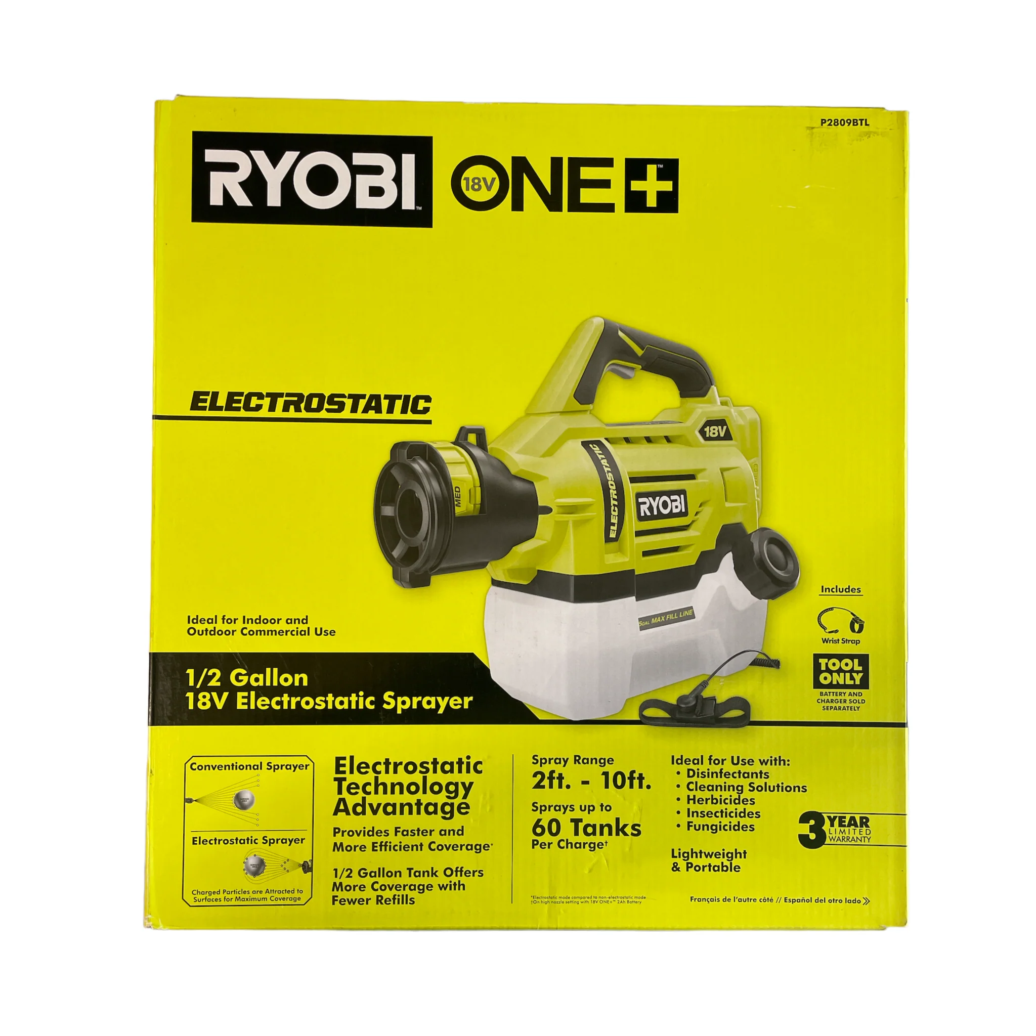 CLEARANCE ONE+ 18-Volt Cordless Electrostatic 0.5 Gal. Sprayer (Tool Only)