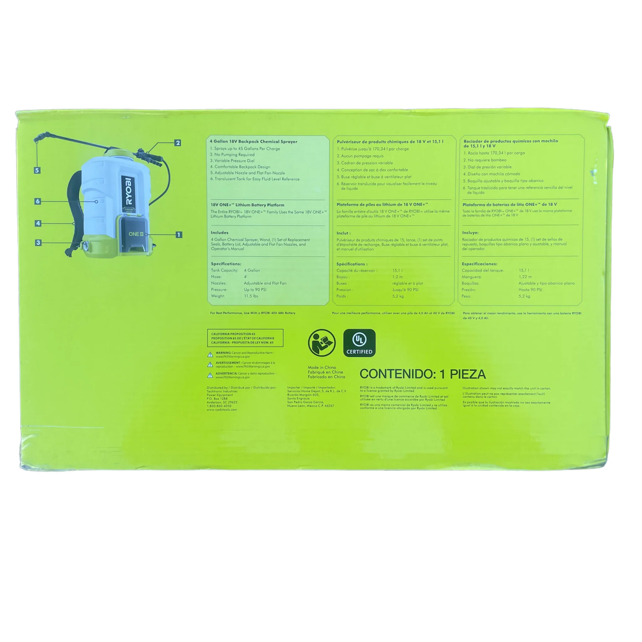 ONE+ 18-Volt Lithium-Ion Cordless 4 Gal. Backpack Chemical Sprayer - Image 2