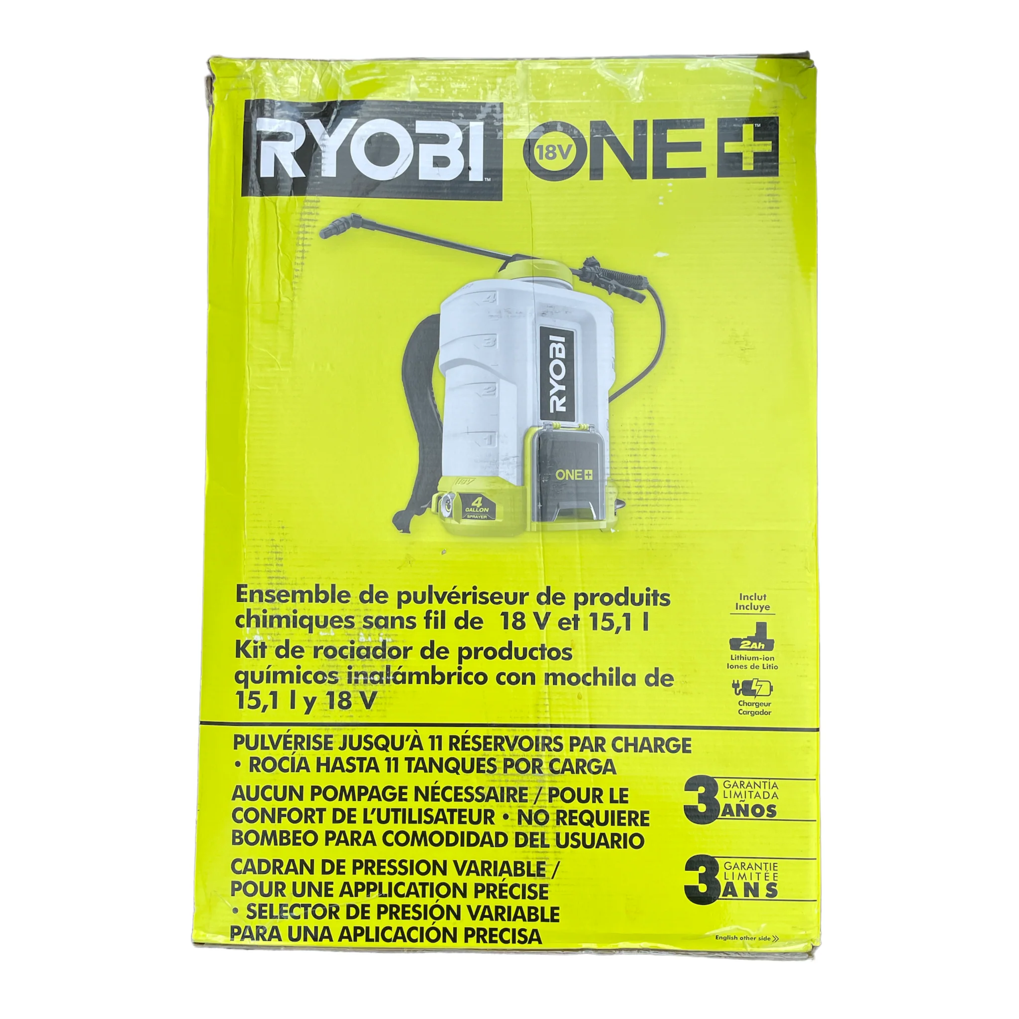 ONE+ 18-Volt Lithium-Ion Cordless 4 Gal. Backpack Chemical Sprayer Kit with 2.0 Ah Battery and Charger - Image 3