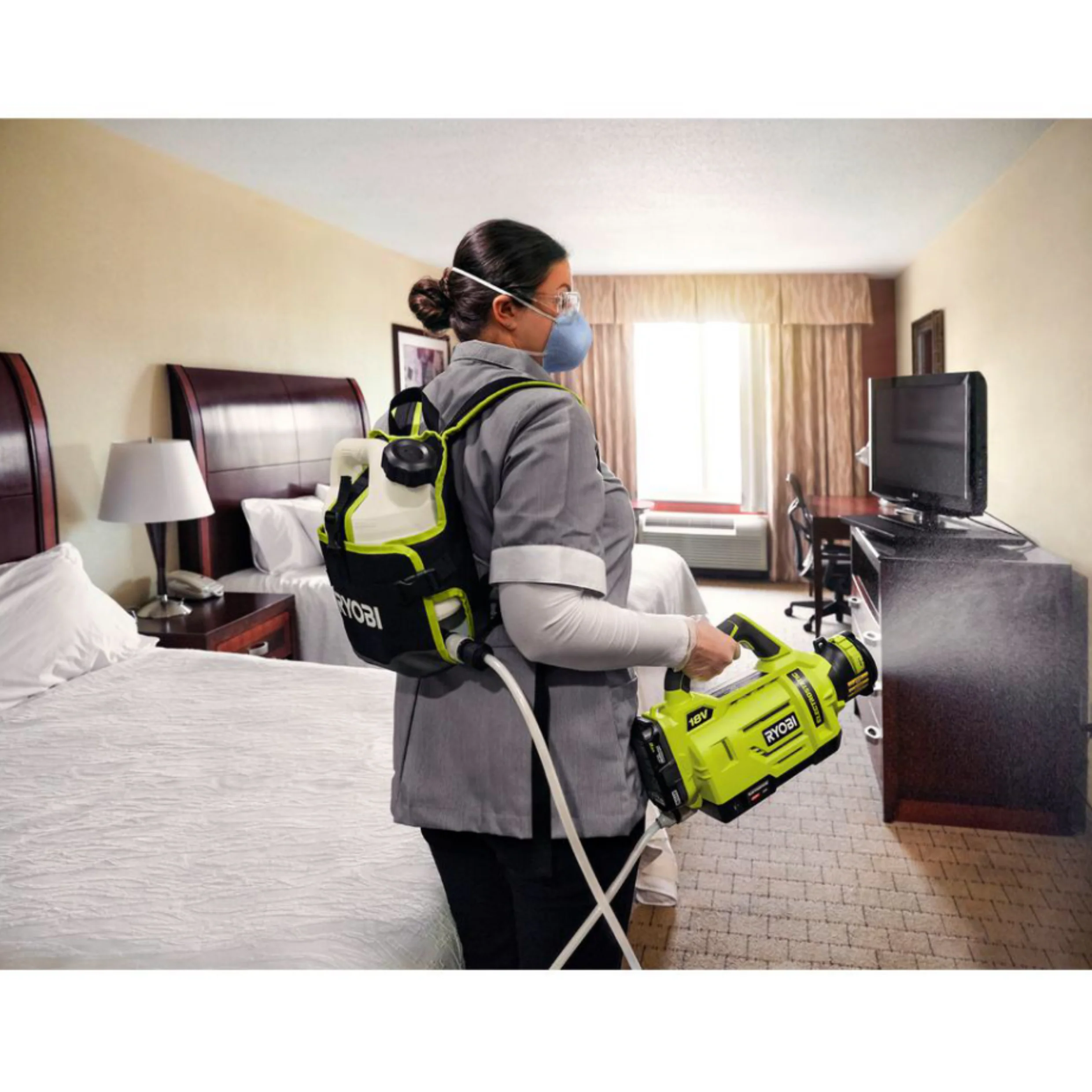 RYOBI P2870 ONE+ 18-Volt Lithium-Ion Cordless Electrostatic 1 Gal. Sprayer with Two 2.0 Ah Batteries and Charger Included - Image 9