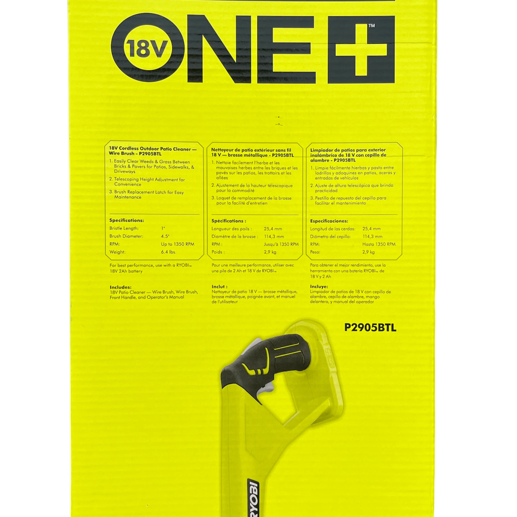 ONE+ 18-Volt Patio Cleaner with Wire Brush Edger (Tool Only) - Image 4