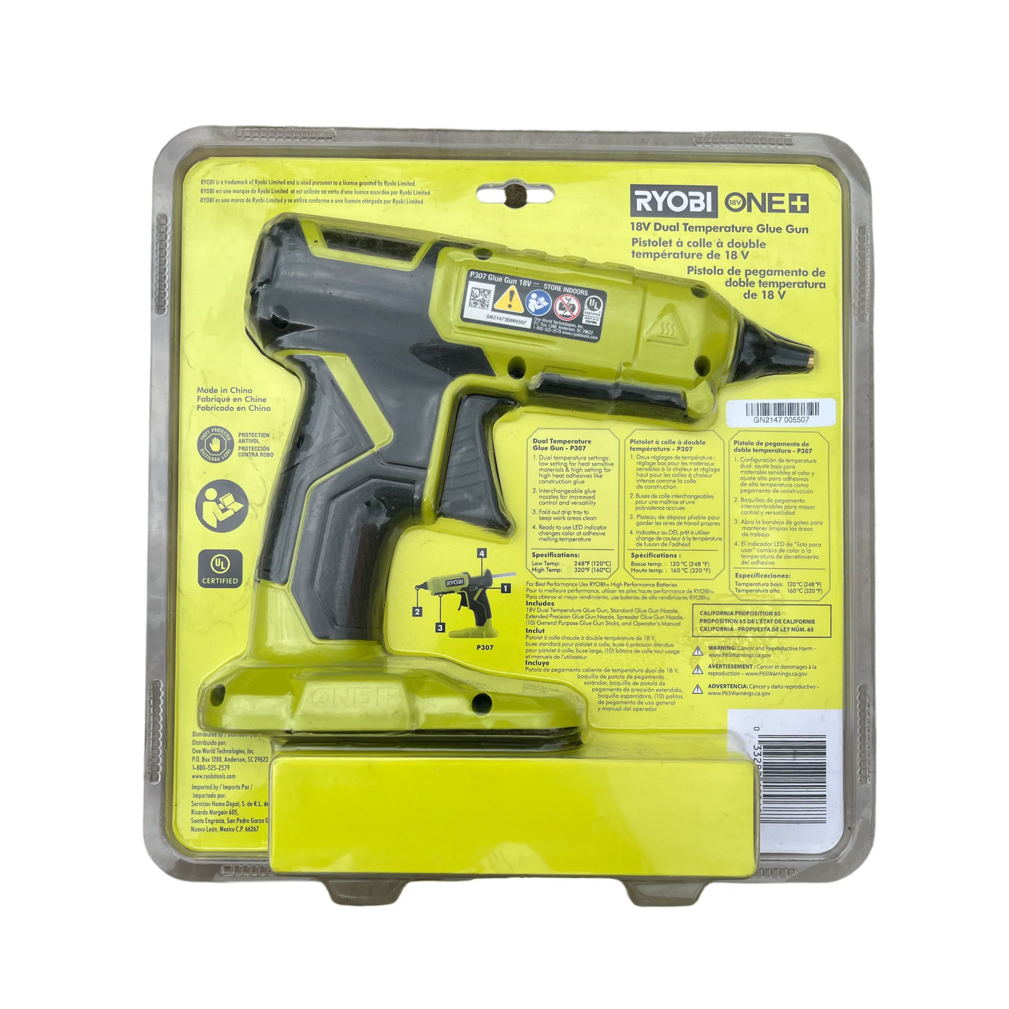 ONE+ 18V Cordless Dual Temperature Glue Gun with Nozzle Kit and (10) Glue Sticks(Tool Only) - Image 5