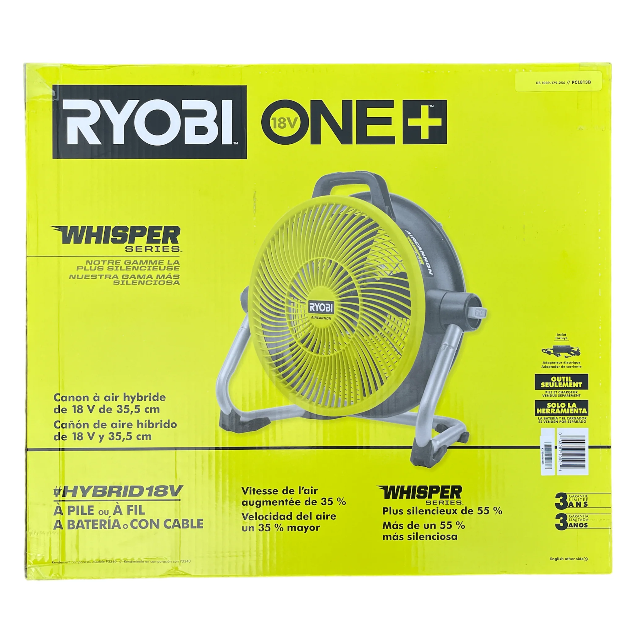 ONE+ 18V Cordless Hybrid WHISPER SERIES 14 in. Air Cannon Fan (Tool Only) - Image 2