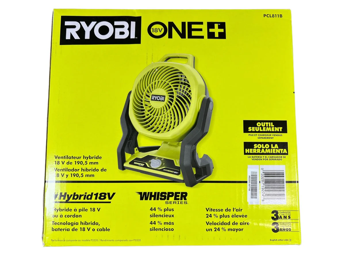Ryobi PCL811 ONE+ 18V Cordless Hybrid WHISPER SERIES 7-1/2 in. Fan (Tool Only) - Image 4