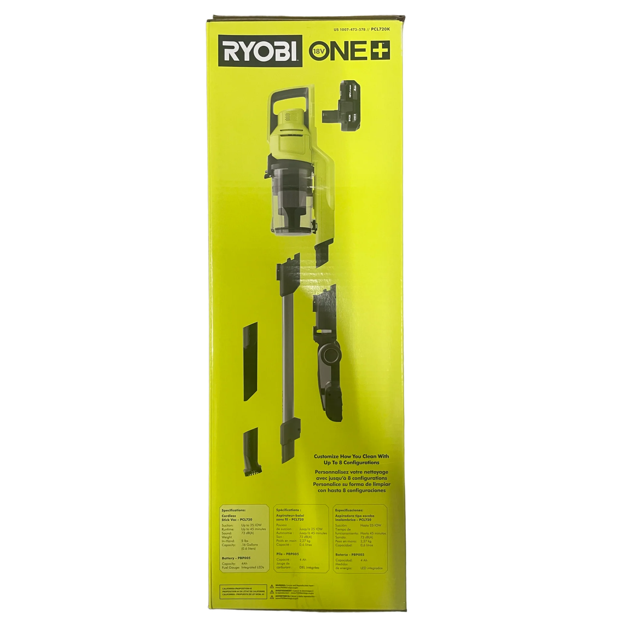 ONE+ 18V Cordless Stick Vacuum Cleaner Kit with 4.0 Ah Battery and Charger - Image 2