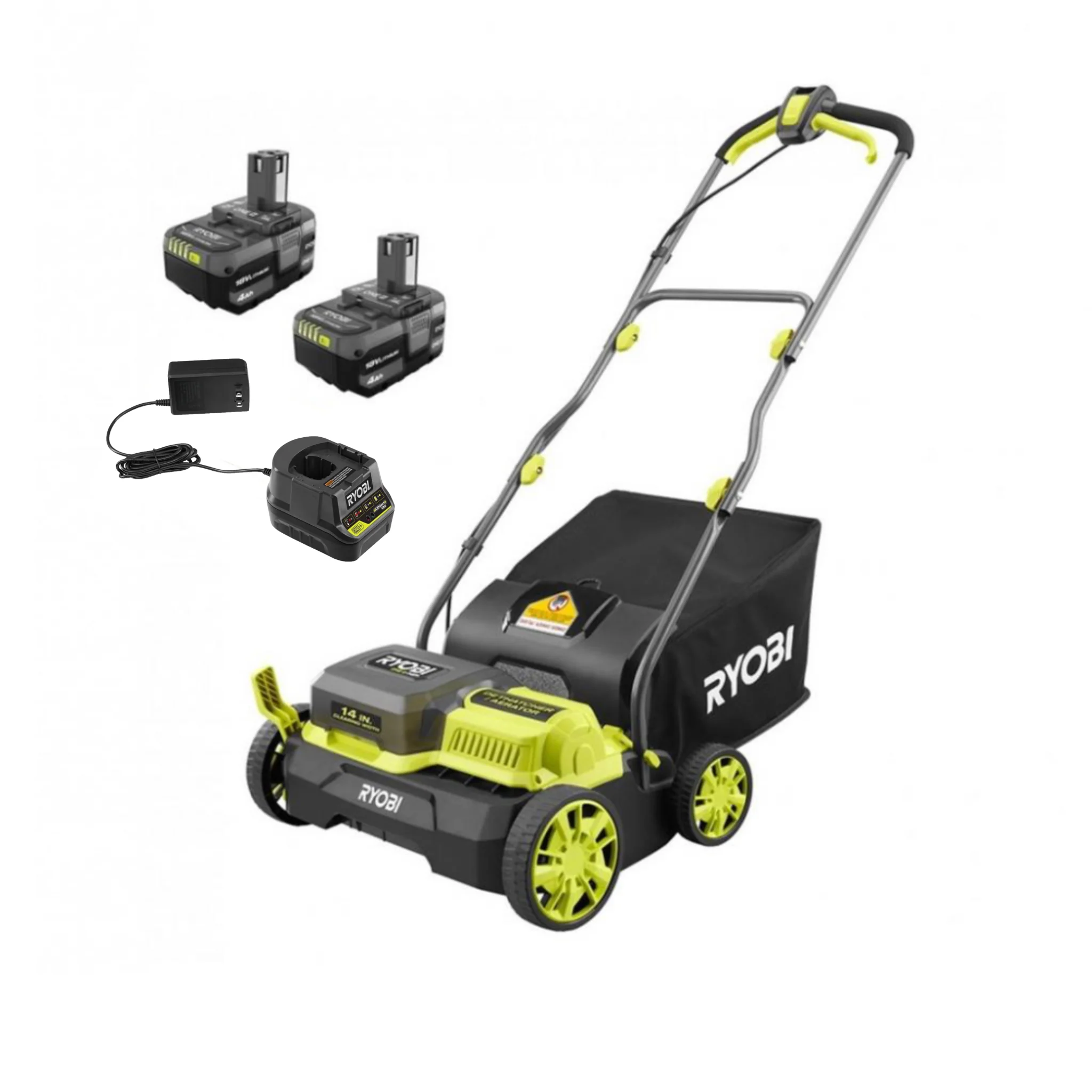ONE+ HP 18-Volt Brushless 14 in. Cordless Battery Dethatcher/Aerator with (2) 4.0 Ah Batteries and Charger - Factory Reconditioned