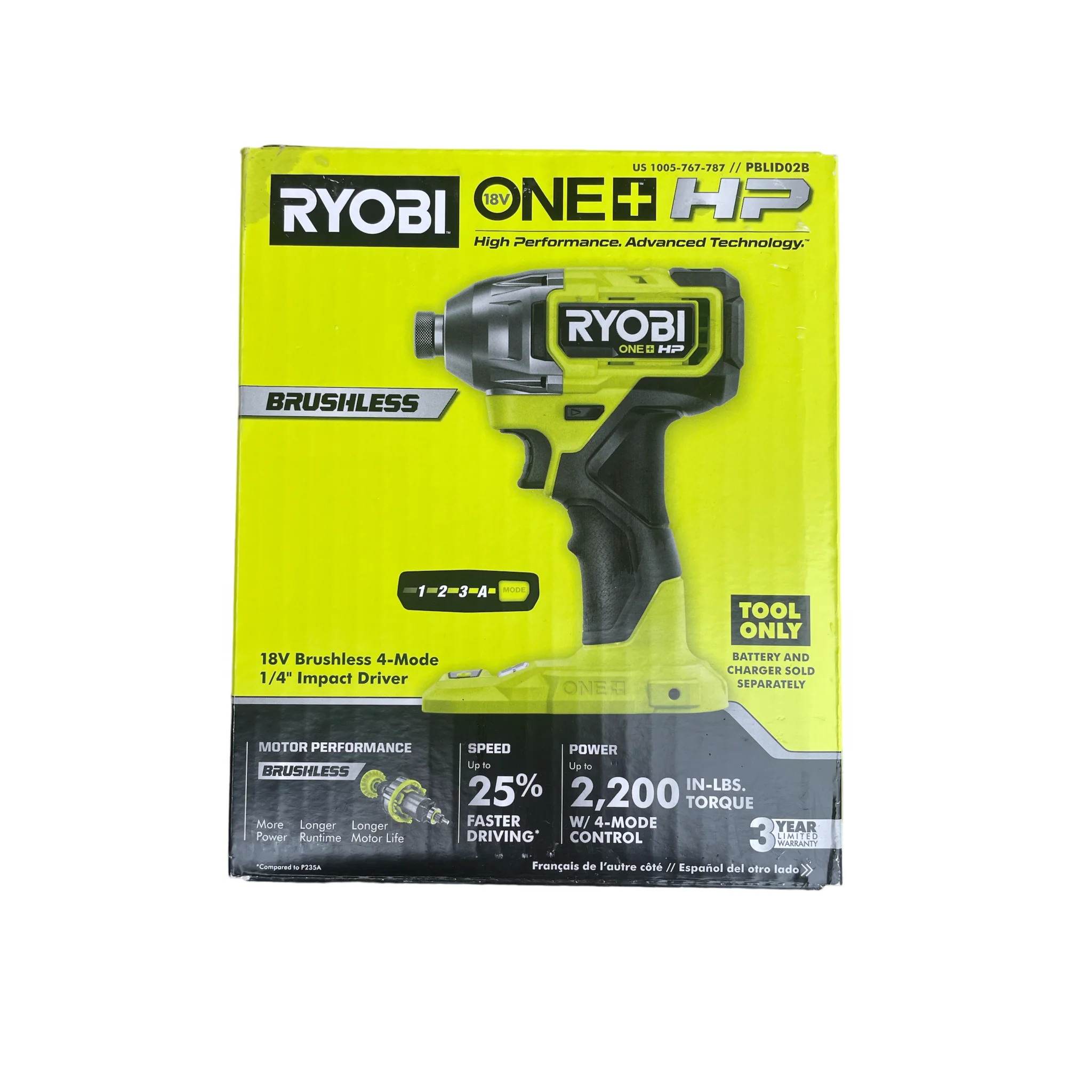 ONE+ HP 18-Volt Brushless Cordless Compact 1/4 in. 4-Mode Impact Driver (Tool Only)