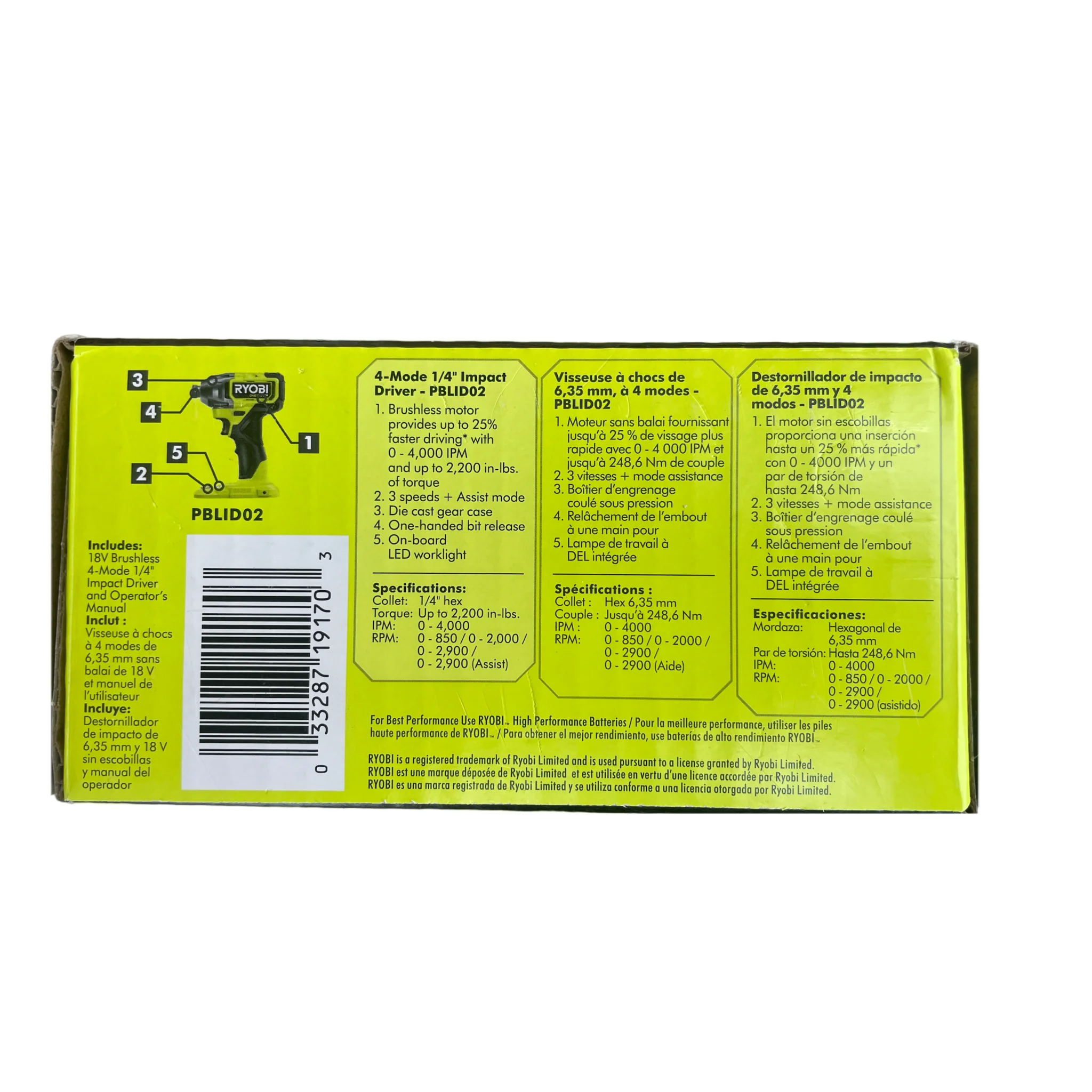 ONE+ HP 18-Volt Brushless Cordless Compact 1/4 in. 4-Mode Impact Driver (Tool Only) - Image 7