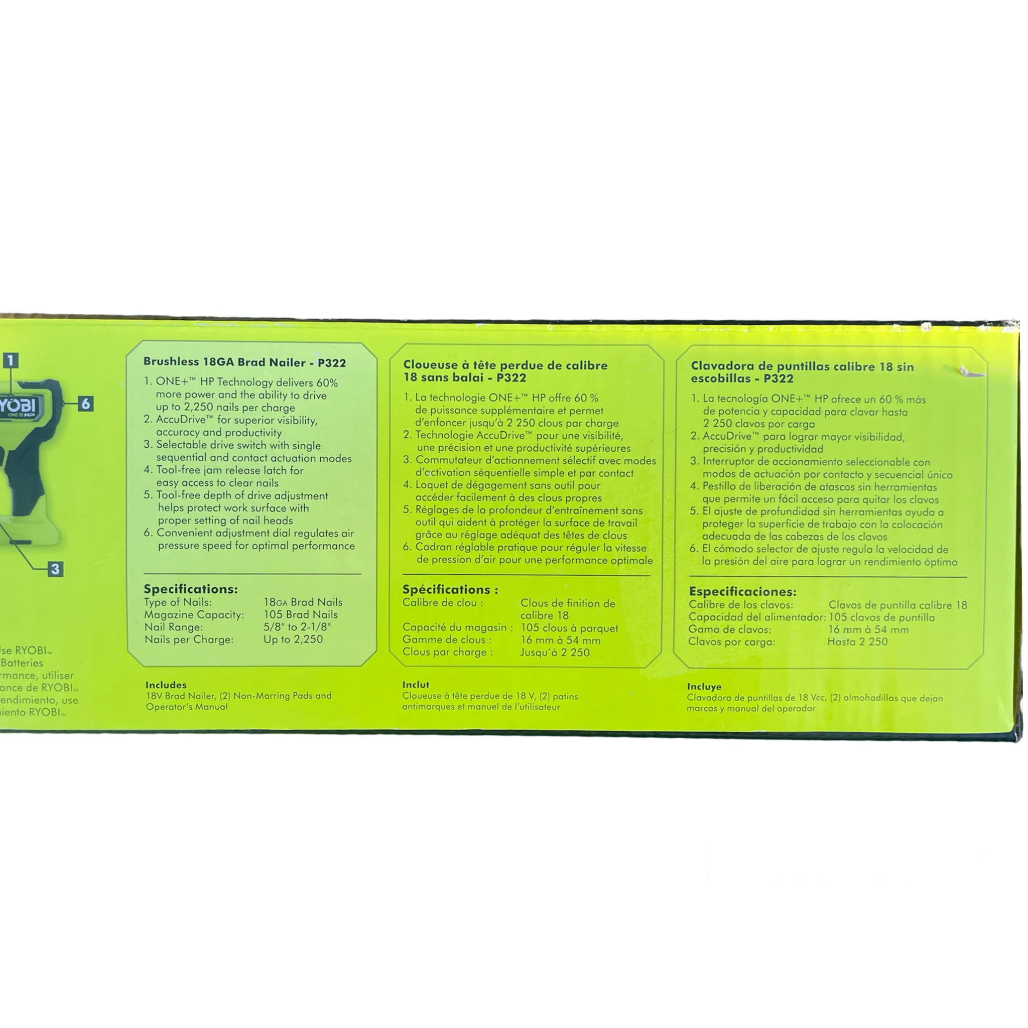 ONE+ HP 18V 18-Gauge Brushless Cordless AirStrike Brad Nailer (Tool Only) - Image 6