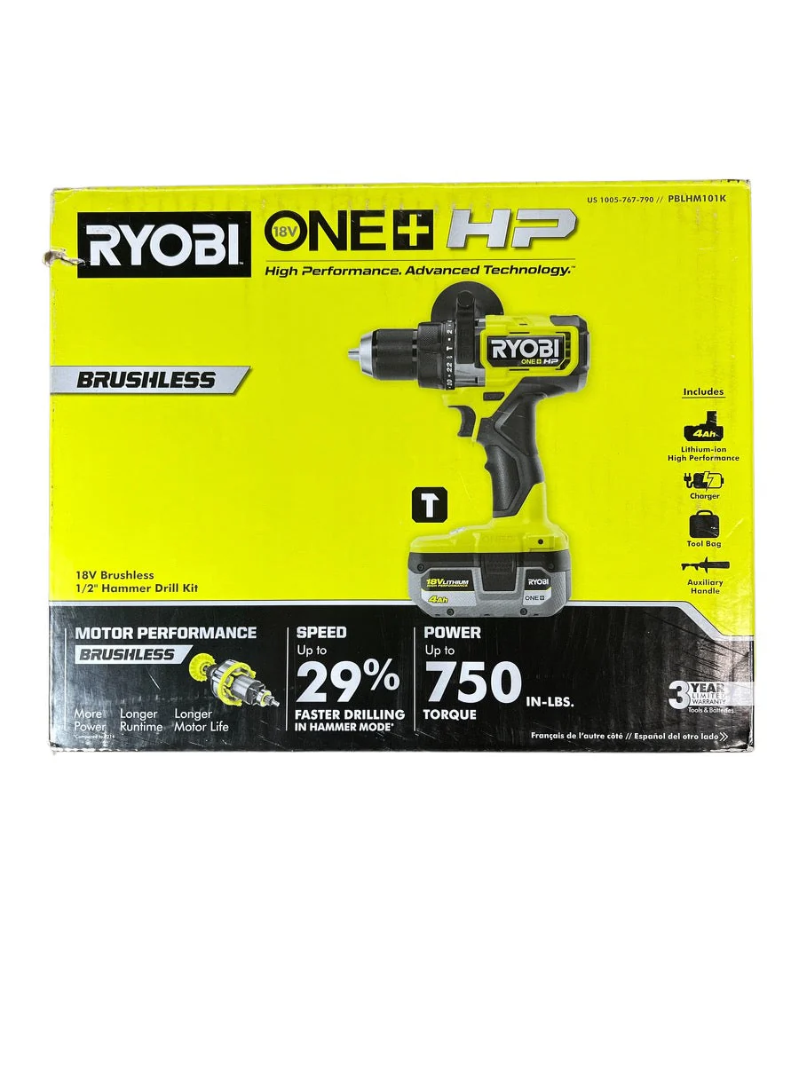 ONE+ HP 18V Brushless Cordless 1/2 in. Hammer Drill Kit with (1) 4.0 Ah High Performance Battery, Charger, and Tool Bag