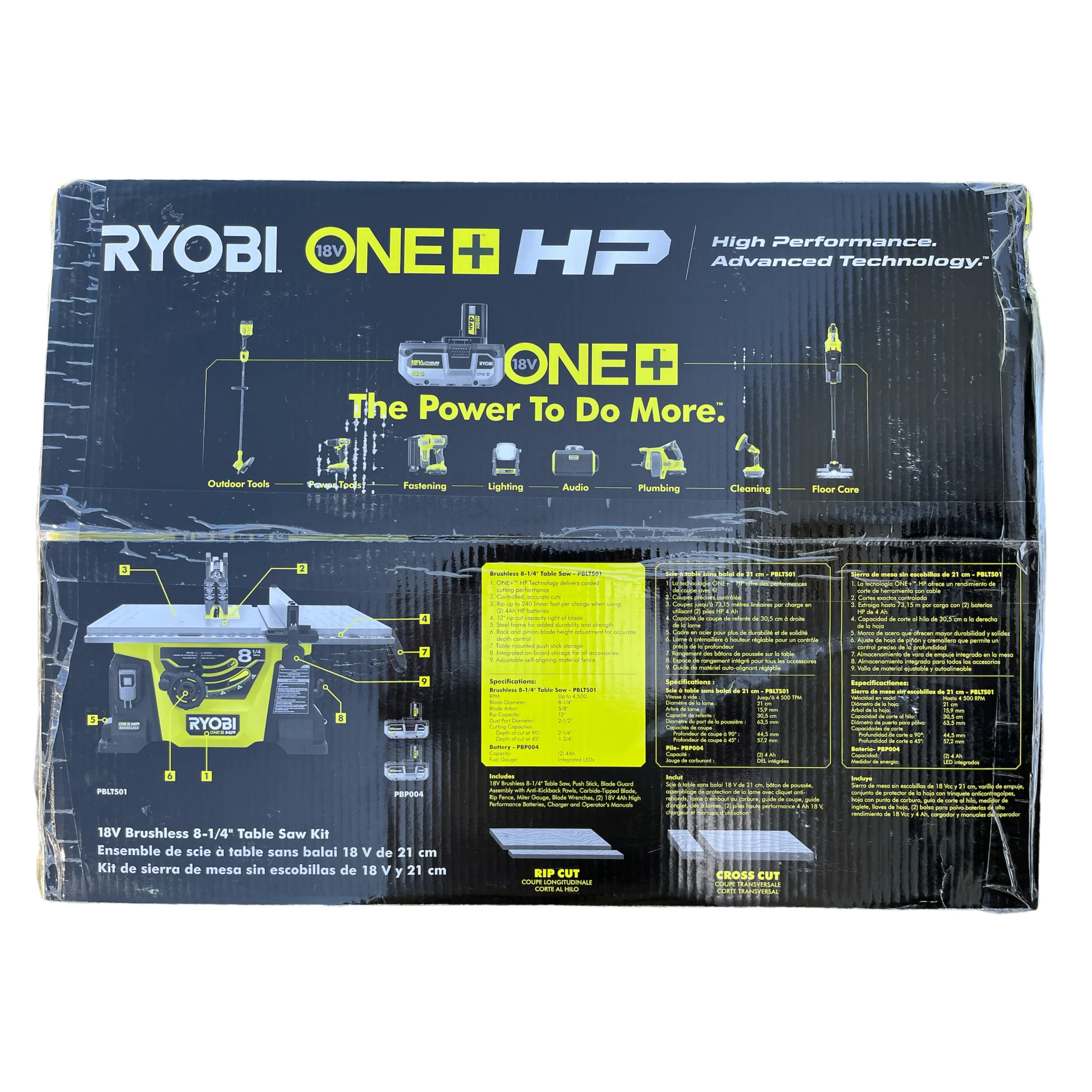 ONE+ HP 18V Brushless Cordless 8-1/4 in. Compact Portable Jobsite Table Saw Kit with (2) 4.0 Ah Batteries and Charger - Image 3