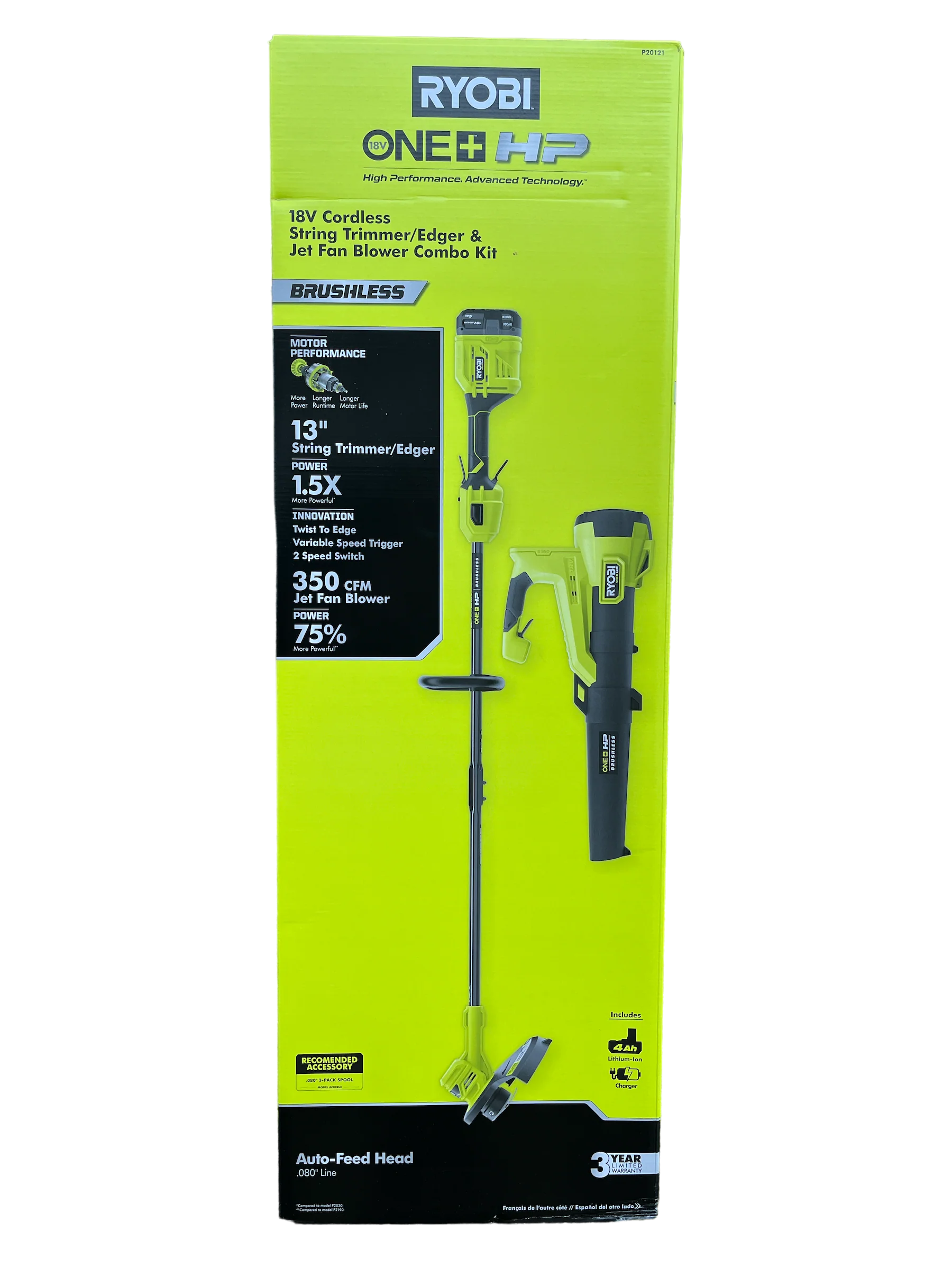 ONE+ HP 18V Brushless Cordless Battery String Trimmer and Leaf Blower Combo Kit with 4.0 Ah Battery and Charger