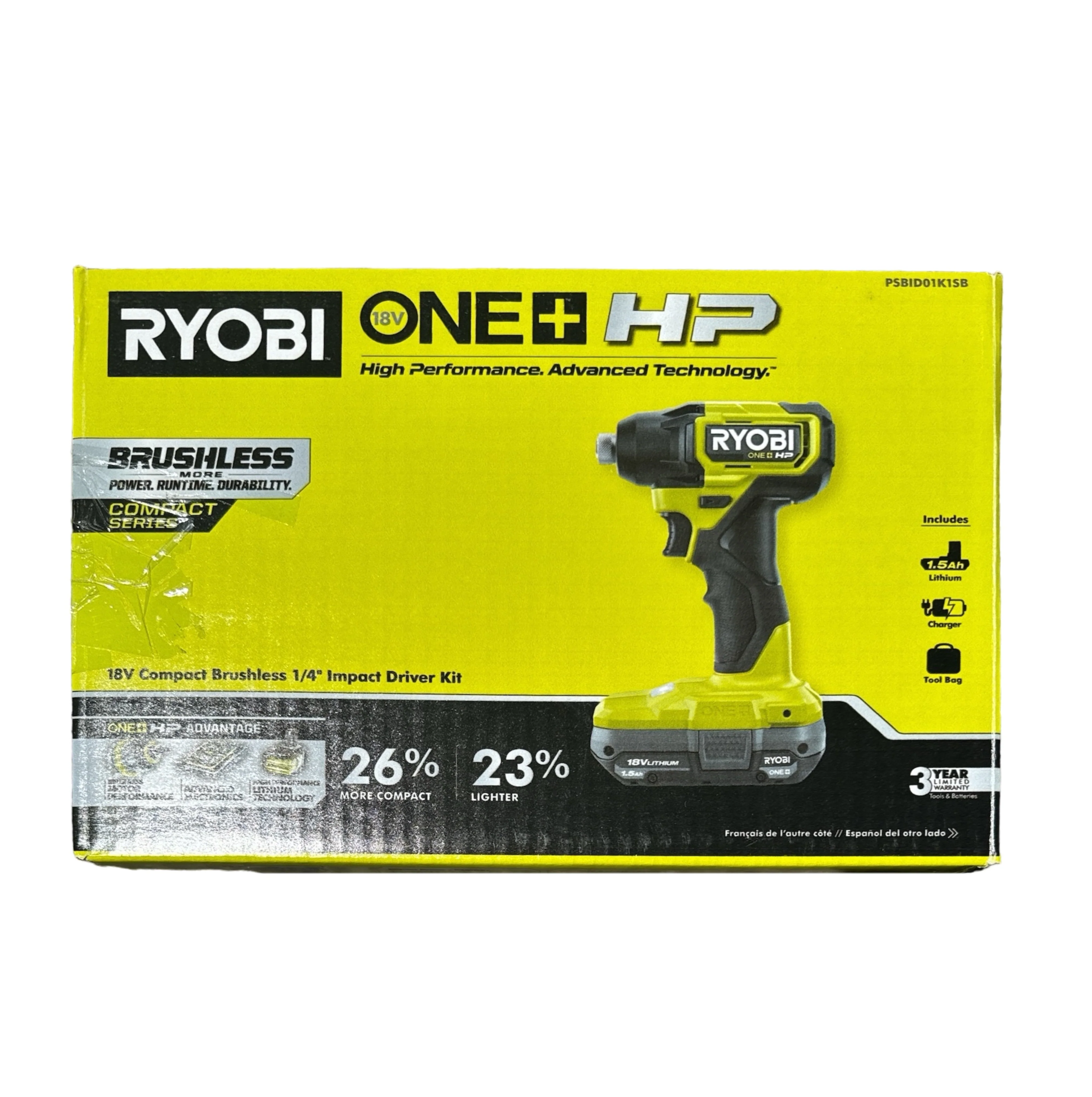 ONE+ HP 18V Brushless Cordless Compact 1/4 in. Impact Driver with Battery, Charger and Tool Bag