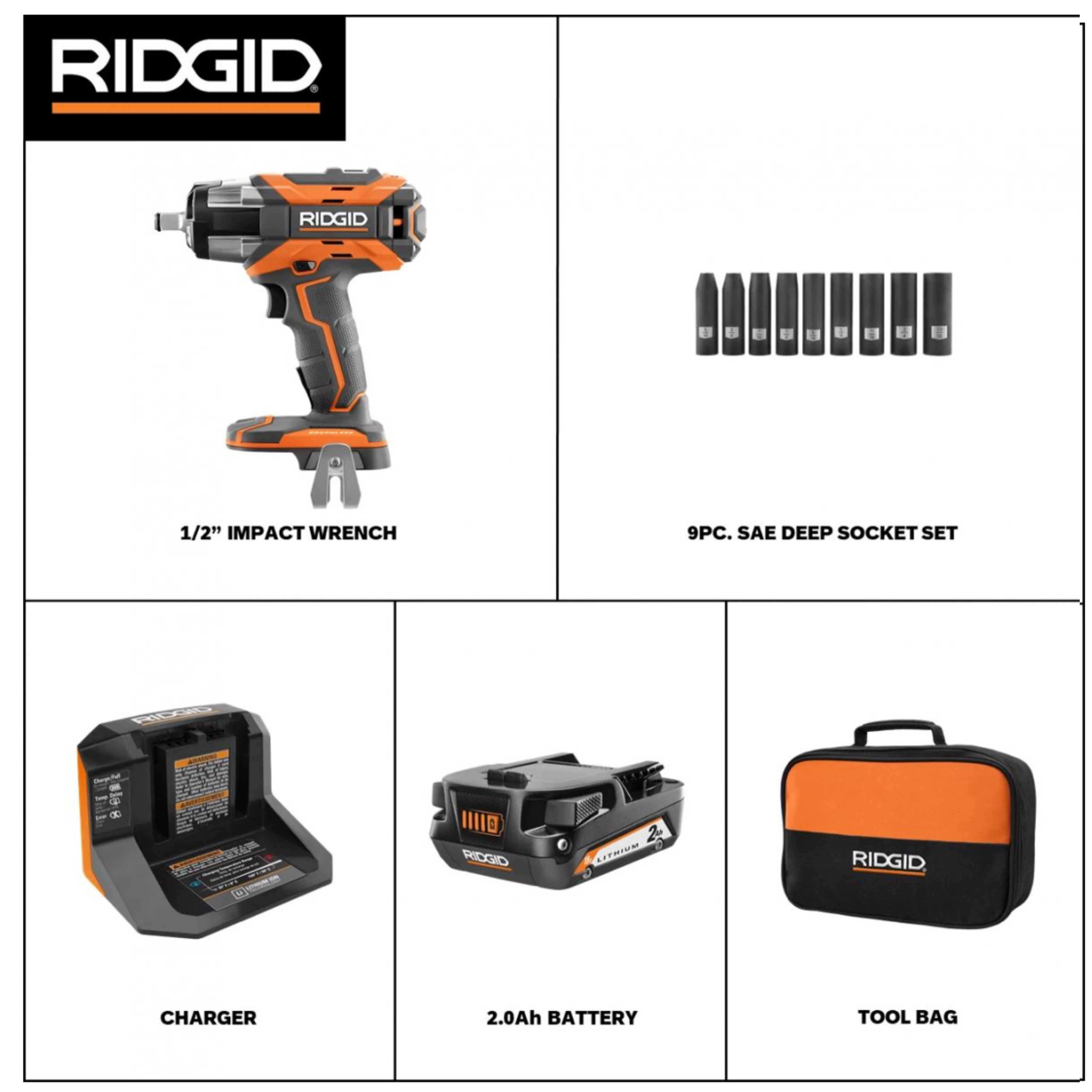 RIDGID 18-Volt Brushless 1/2 in. Impact Wrench Kit - Image 2