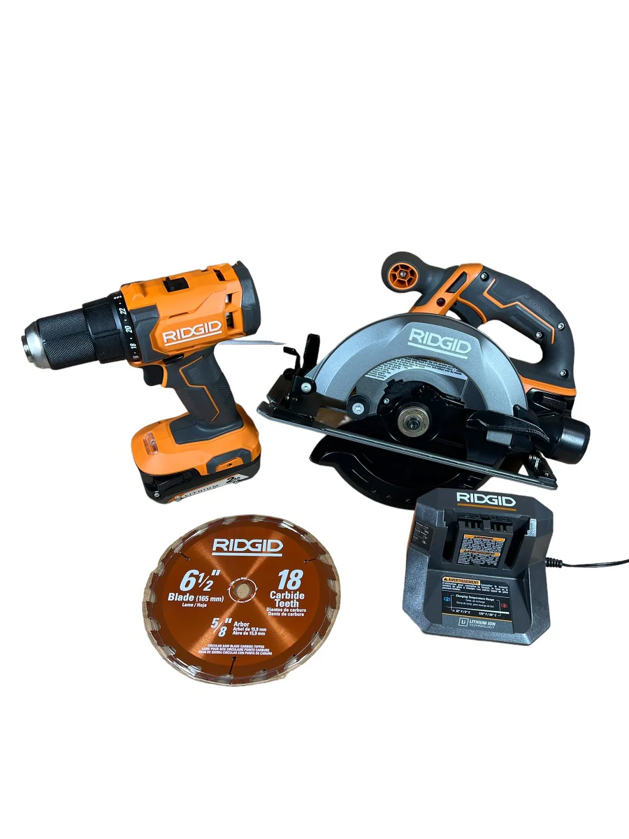 RIDGID 18-Volt Cordless 1/2 in. Drill/Driver and 6-1/2 in. Circular Saw Combo Kit with 2.0 Ah and 4.0 Ah Battery, Charger, and Bag - Image 3