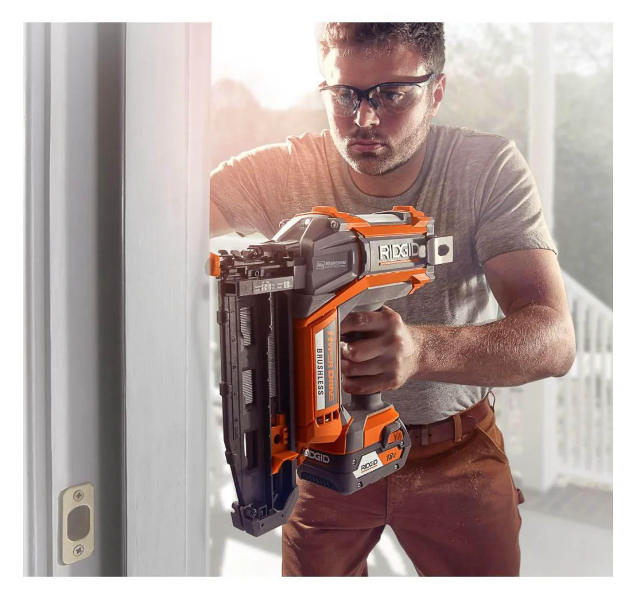 RIDGID 18-Volt Cordless Brushless HYPERDRIVE 16-Gauge 2-1/2 in Straight Finish Nailer, 2 Ah Battery, Charger, Belt Clip and Bag - Image 12